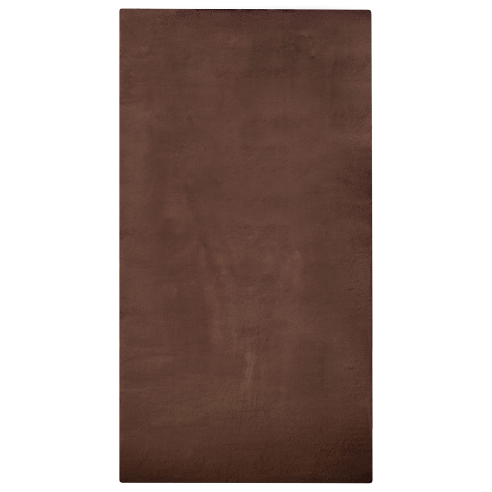 Image of Tappeto di finta pelliccia di coniglio marrone 80 x 150 cm morbido camera da letto soggiorno