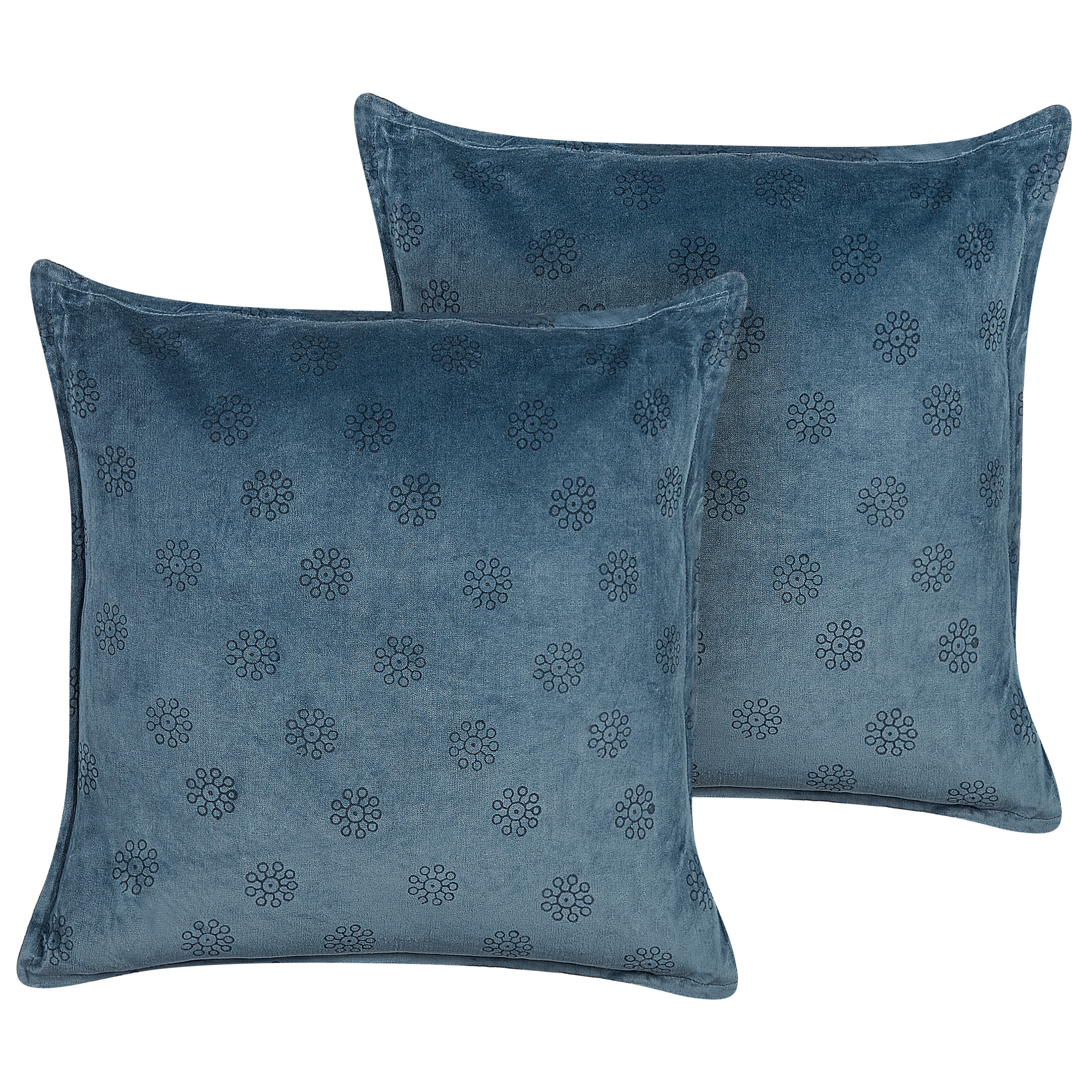 Set van 2 kussens Blokprint Katoen Donkerblauw SESELI 45 x 45 cm