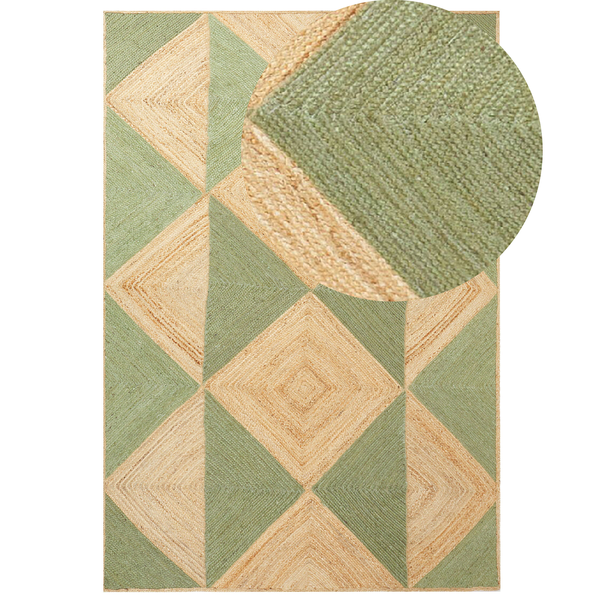 Vloerkleed jute beige/groen 160 x 230 cm CALIS