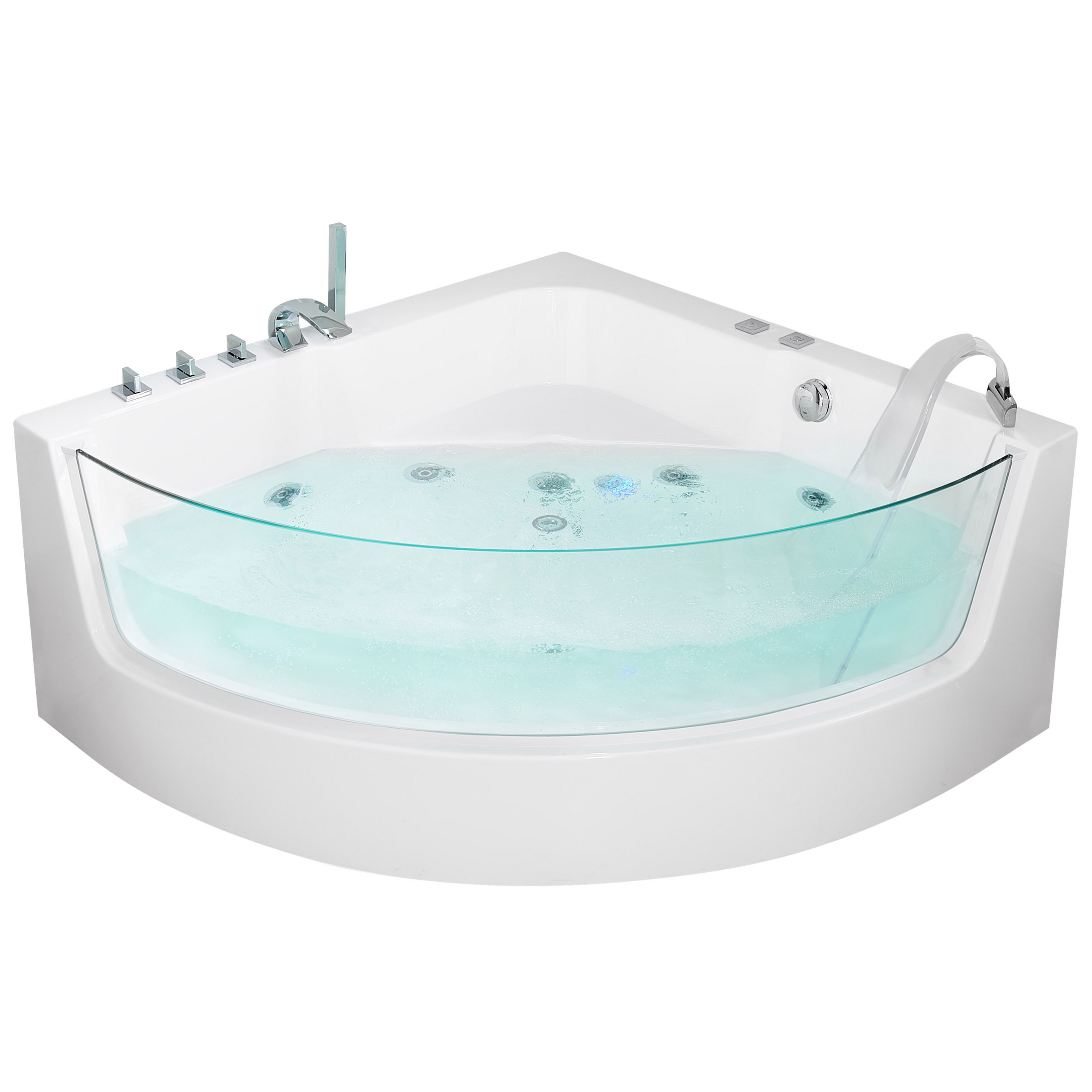 Hoekbad whirlpool LED wit 190 x 135 cm MARINA