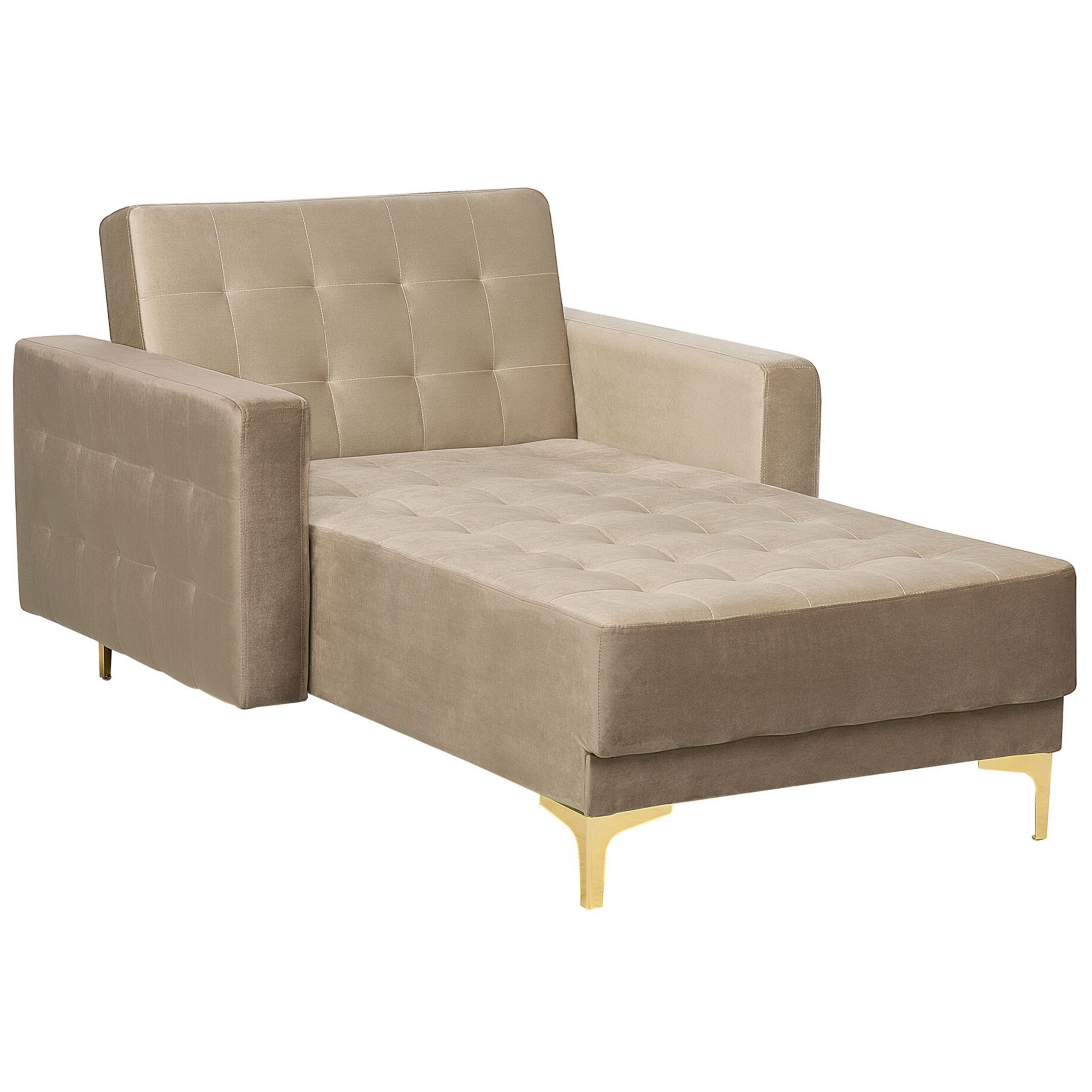 Chaise longue fluweel zandbeige ABERDEEN