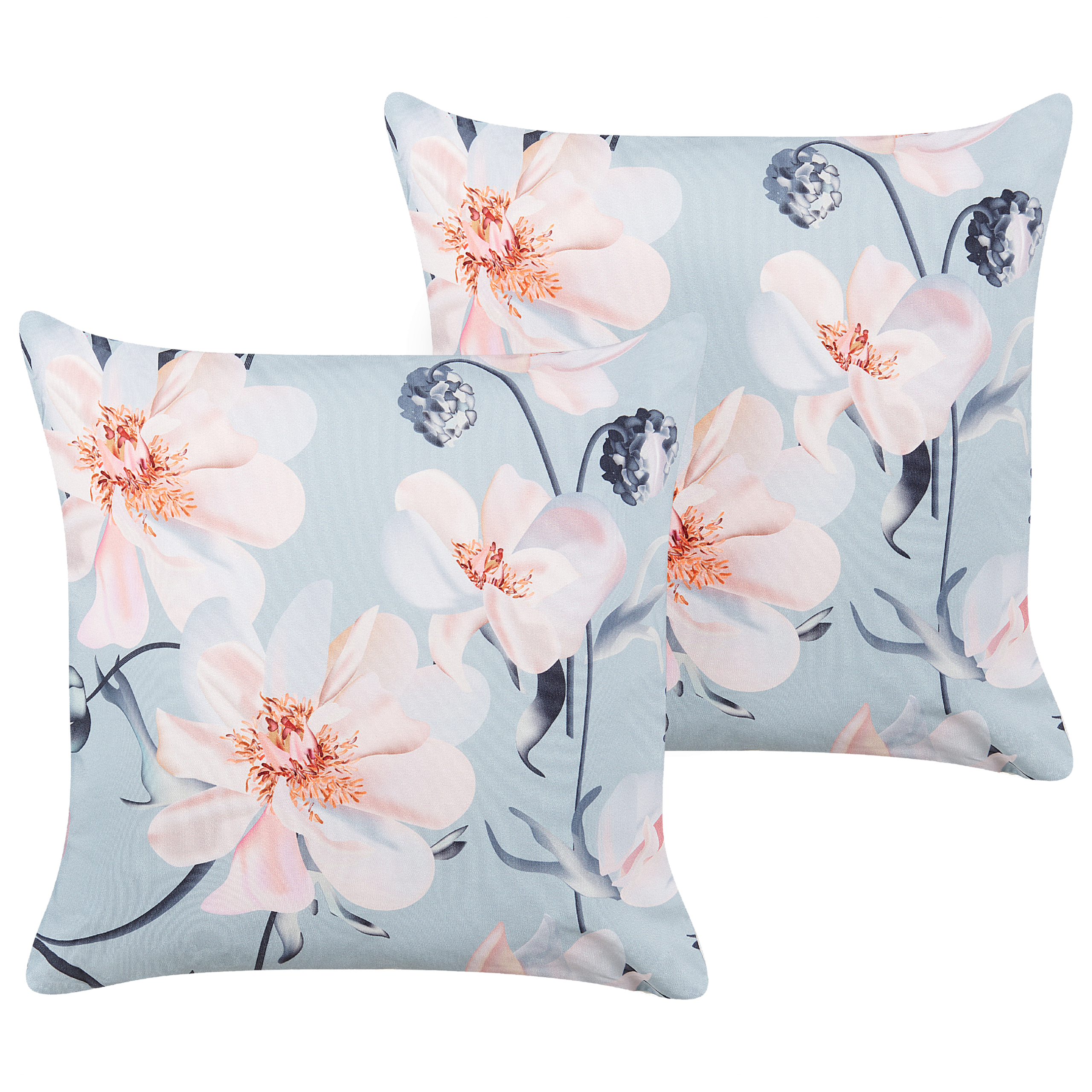 Tuinkussen set van 2 bloemenpatroon blauw 45 x 45 cm APRICALE