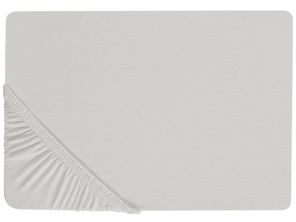 Image of Lenzuolo con angoli cotone grigio chiaro 140 x 200 cm con bordi elastici modello classico a tinta unita camera da letto classica