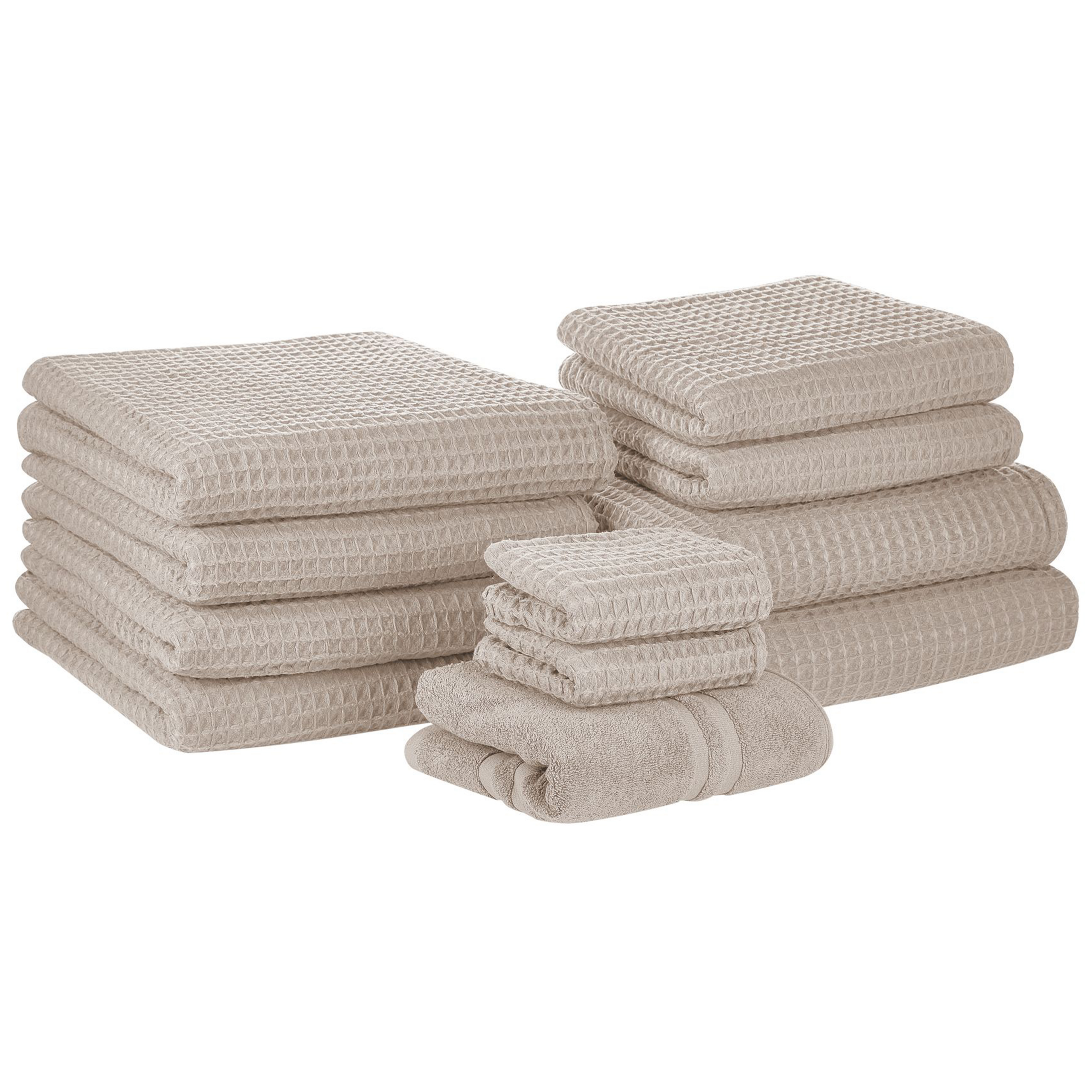 Handdoek set van 11 katoen beige AREORA