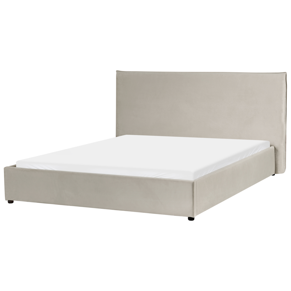 Letto con rivestimento in velluto tortora UE King Size 160x200cm Grande testata classica contenitore Doghe in legno