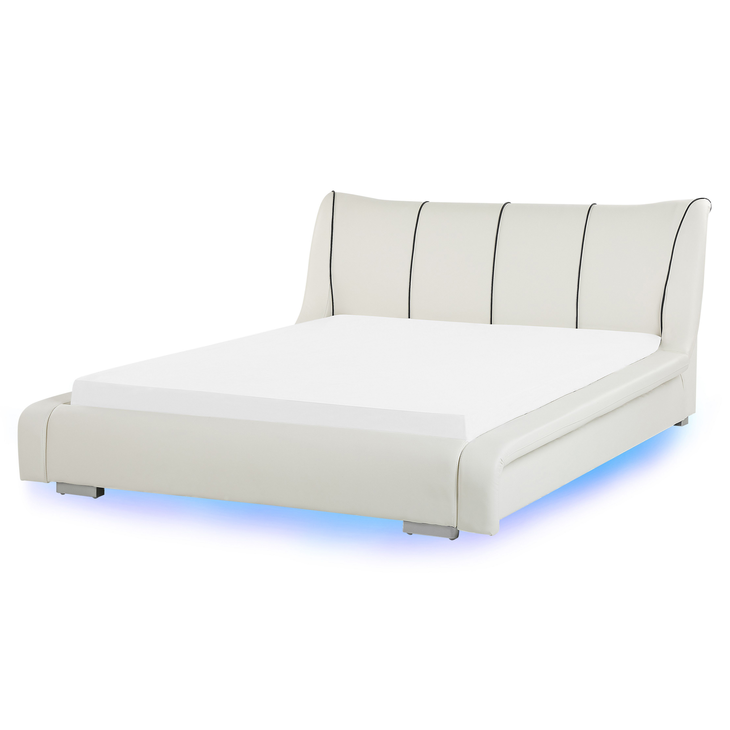 Bed met LED leer wit 160 x 200 cm NANTES
