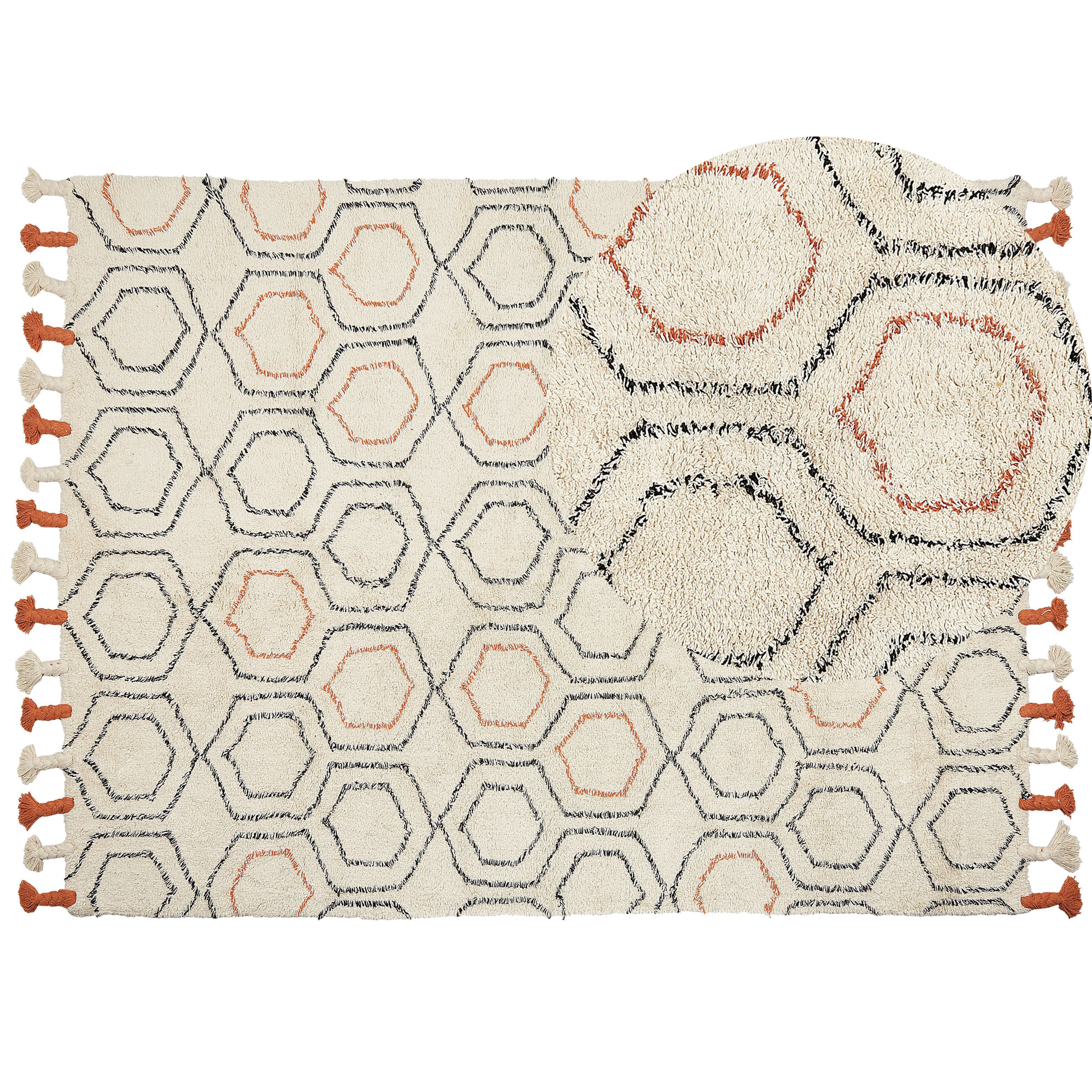 Vloerkleed katoen beige/oranje 160 x 230 cm HAJIPUR