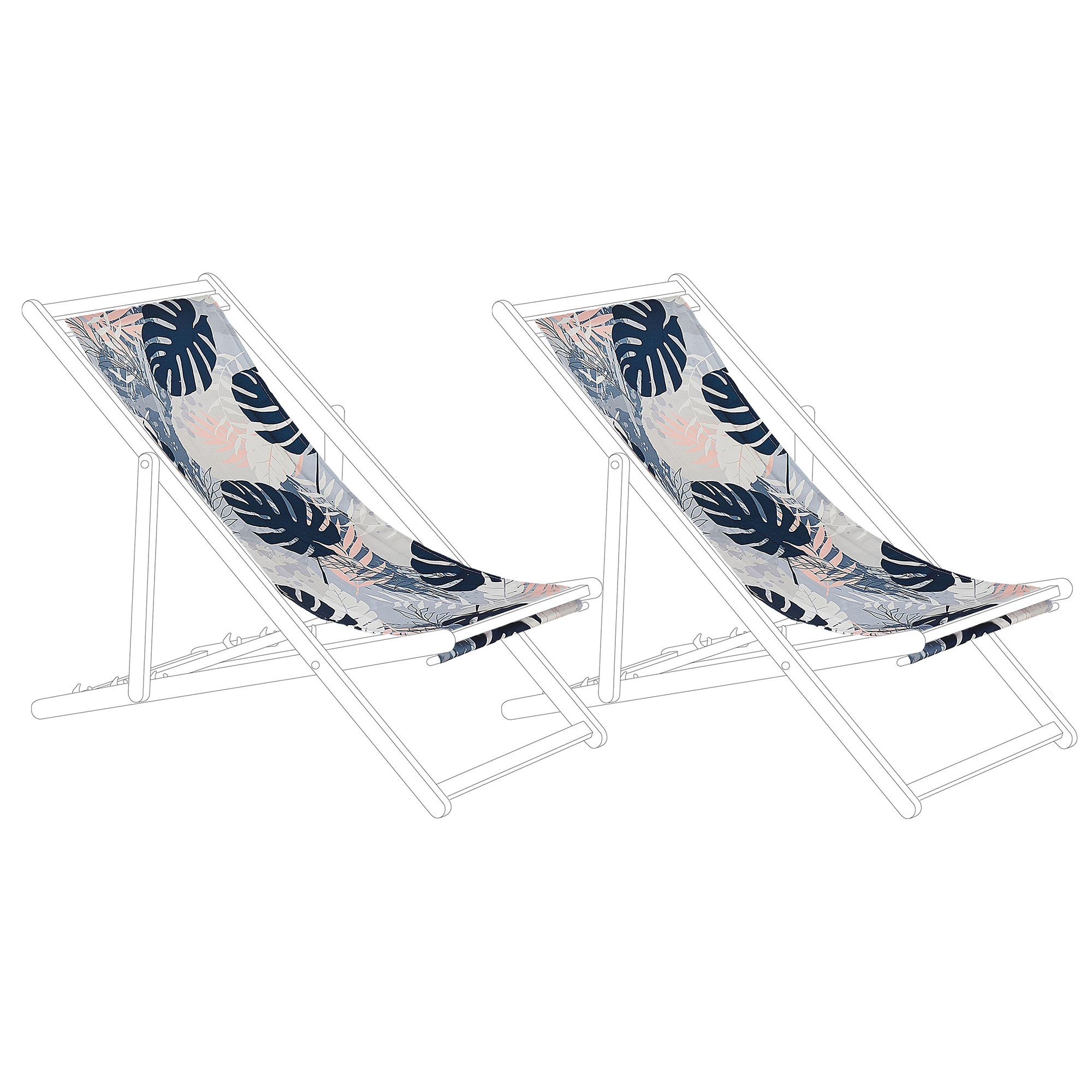 Doeken voor ligstoelen set van 2 palmbladeren patroon blauw ANZIO/AVELLINO