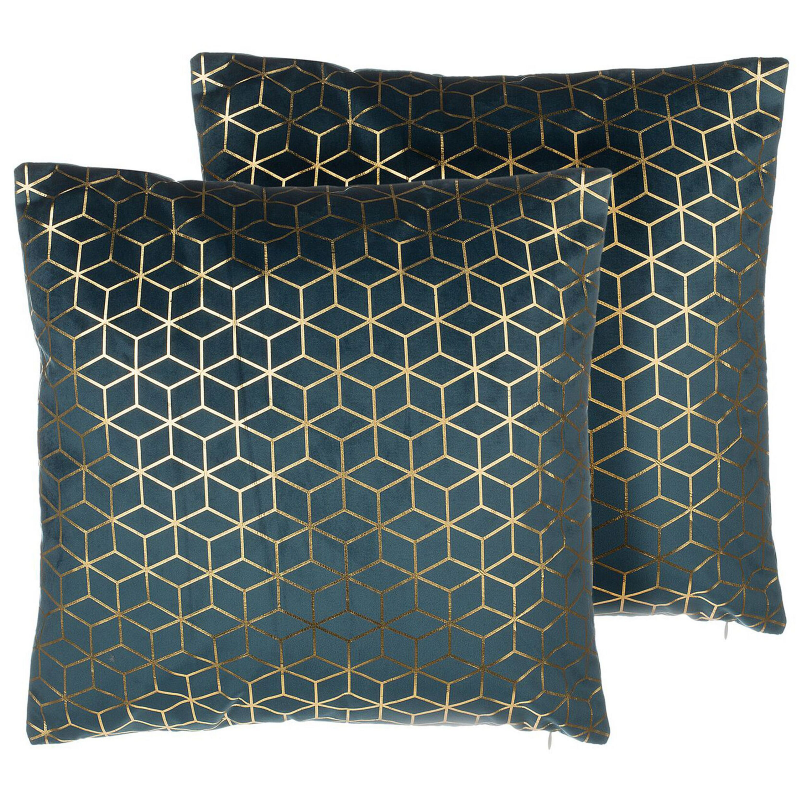 Set van 2 kussens Fluweel Donkerblauw CELOSIA 45 x 45 cm