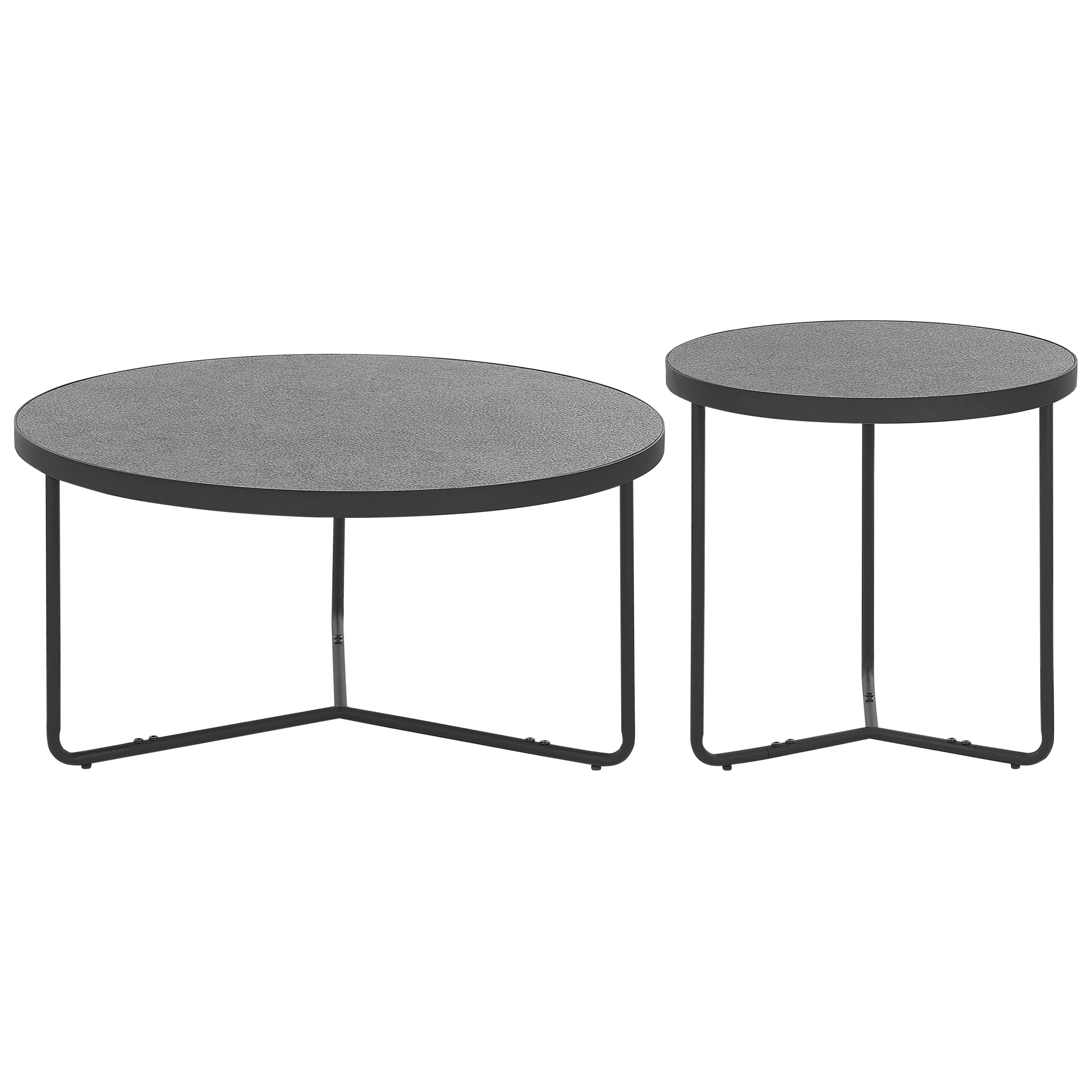 Salontafel set van 2 betonlook met zwart MELODY