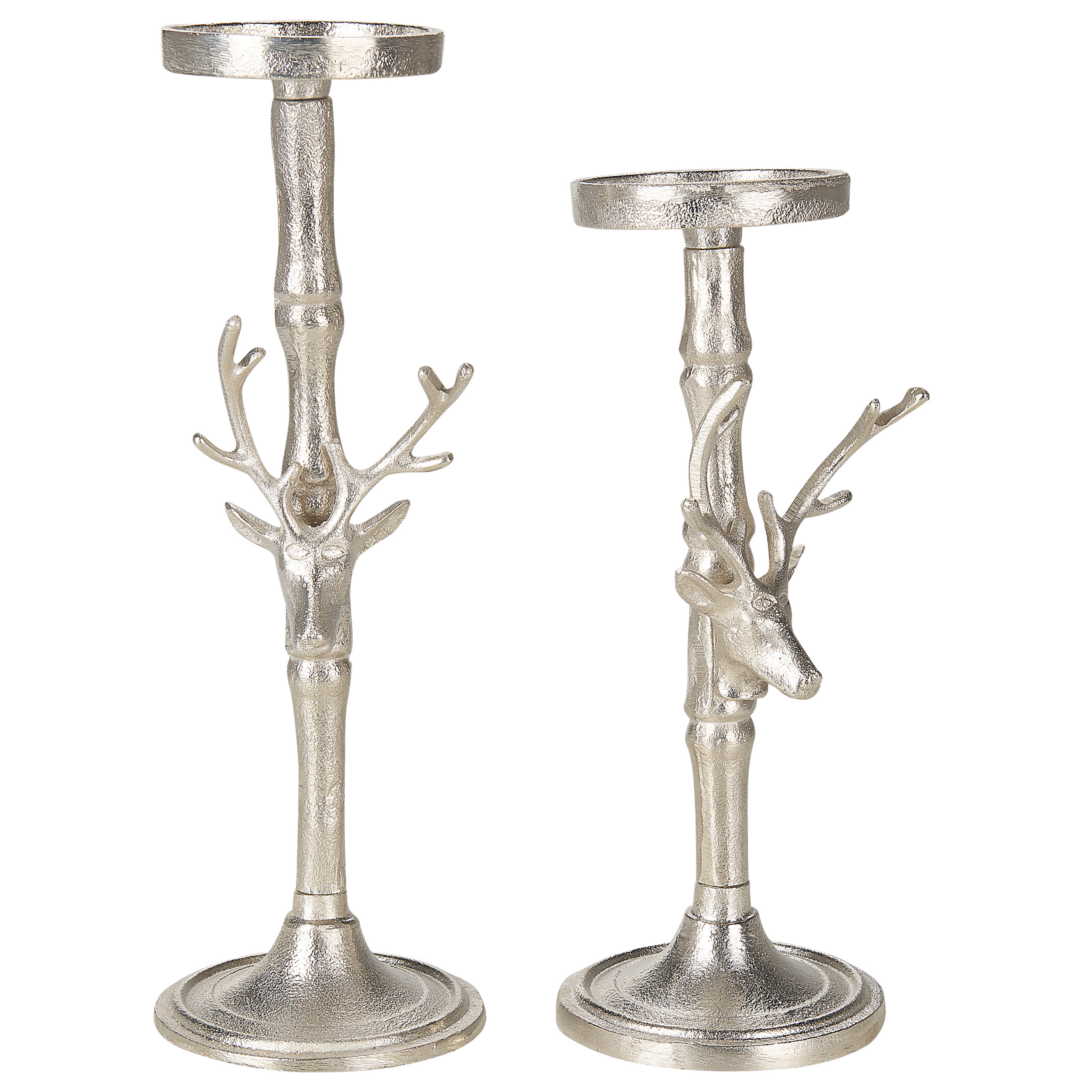 Kandelaar set van 2 aluminium zilver TIKAL