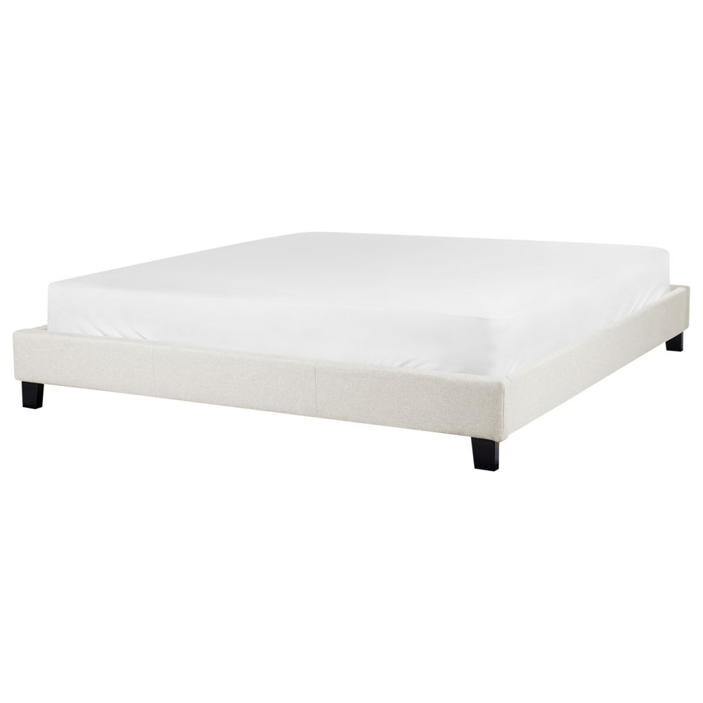 Letto 180 x 200 cm tessuto beige chiaro con rete a doghe senza testiera