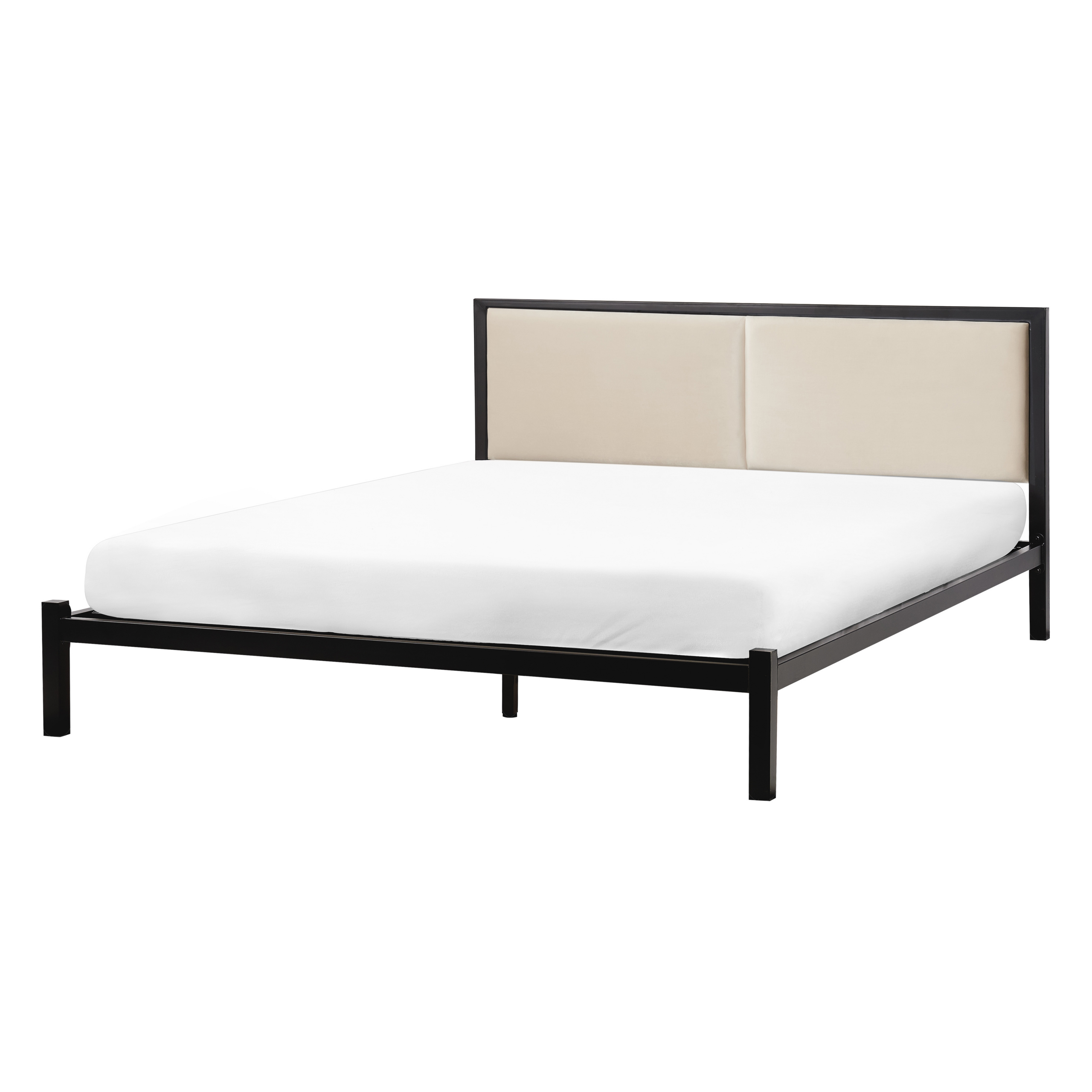 Bed metaal zwart/lichtbeige 140 x 200 cm CLAMART