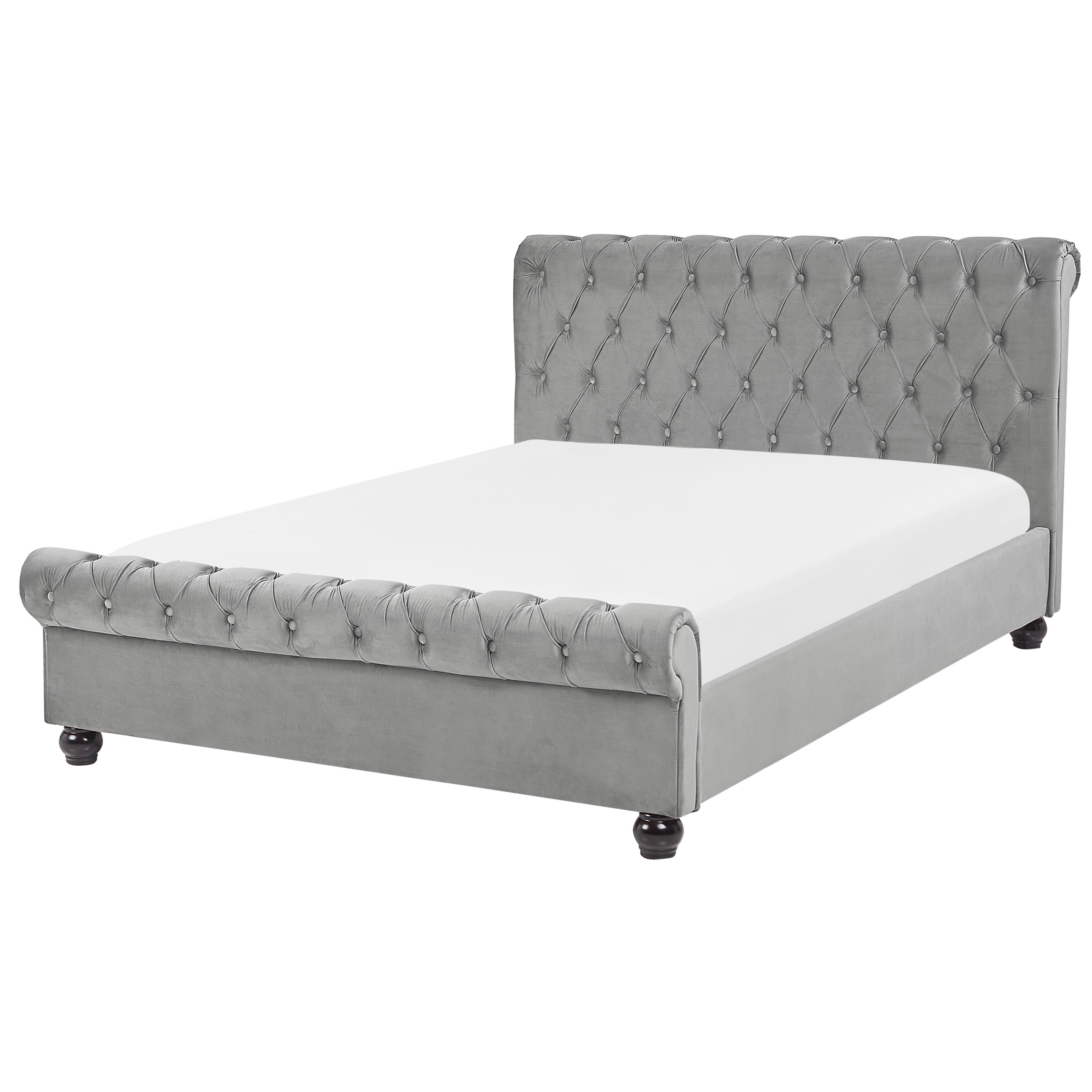 Bed fluweel lichtgrijs 140 x 200 cm AVALLON