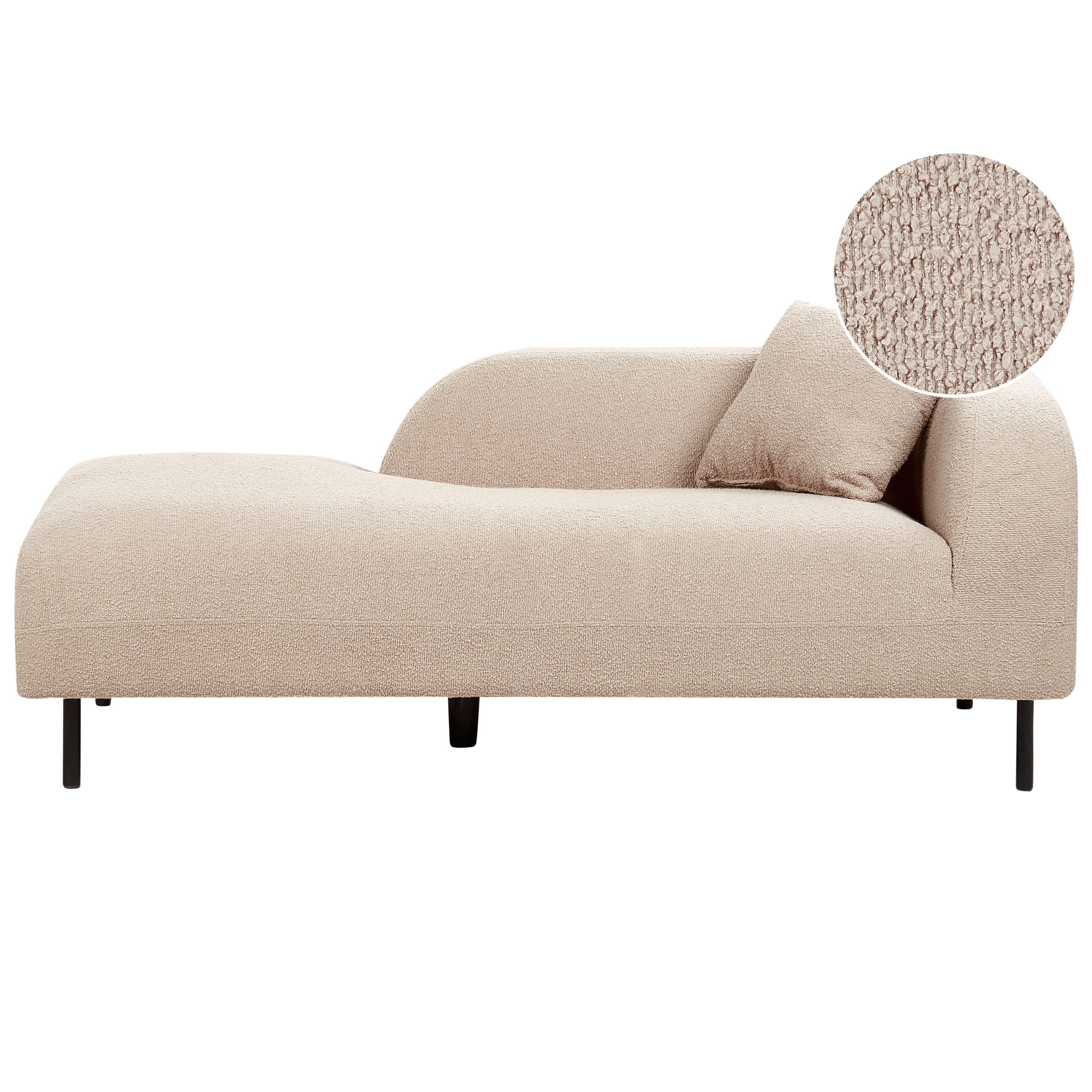 Chaise longue bouclé taupe rechtszijdig LE CRAU