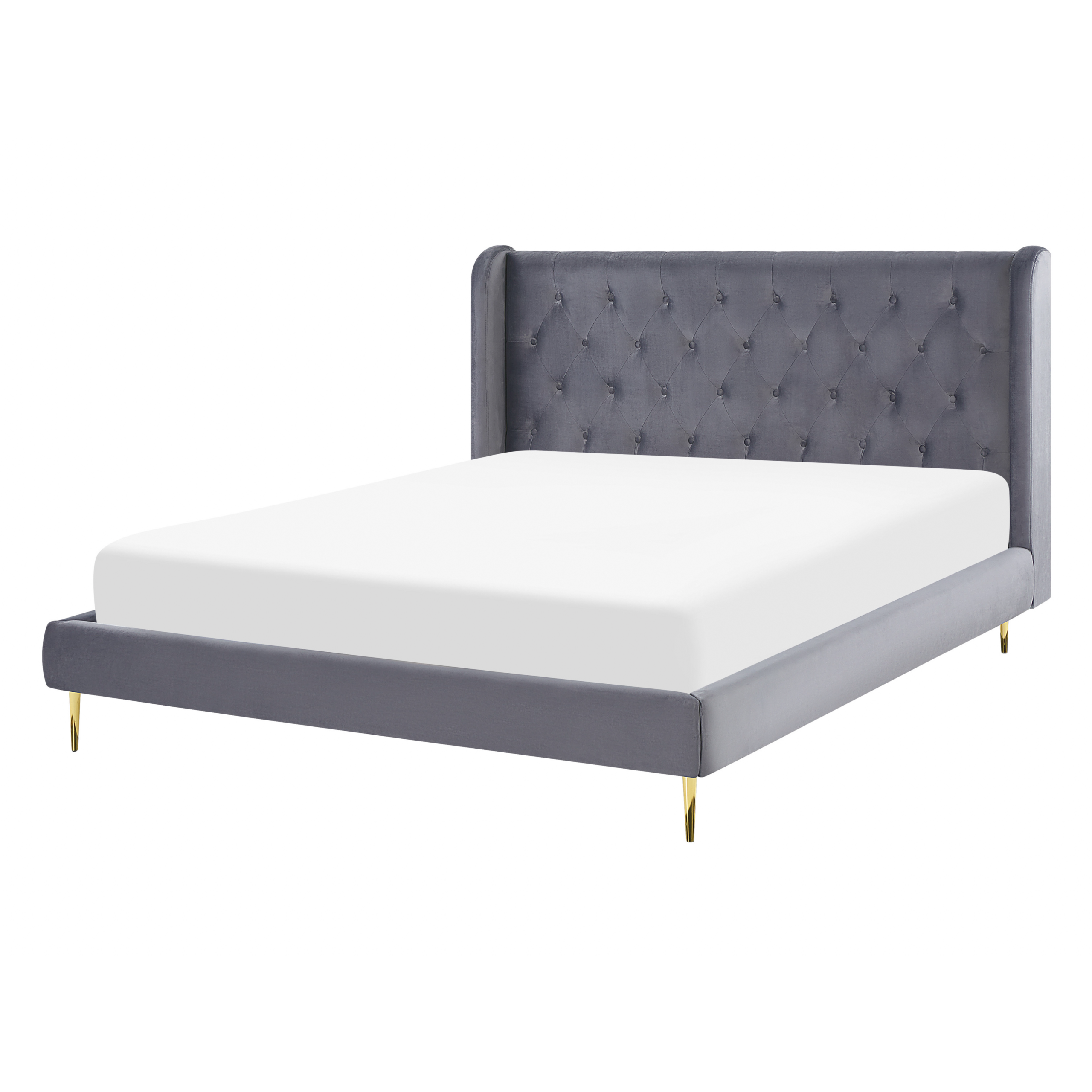 Bed fluweel grijs 140 x 200 cm FORBACH