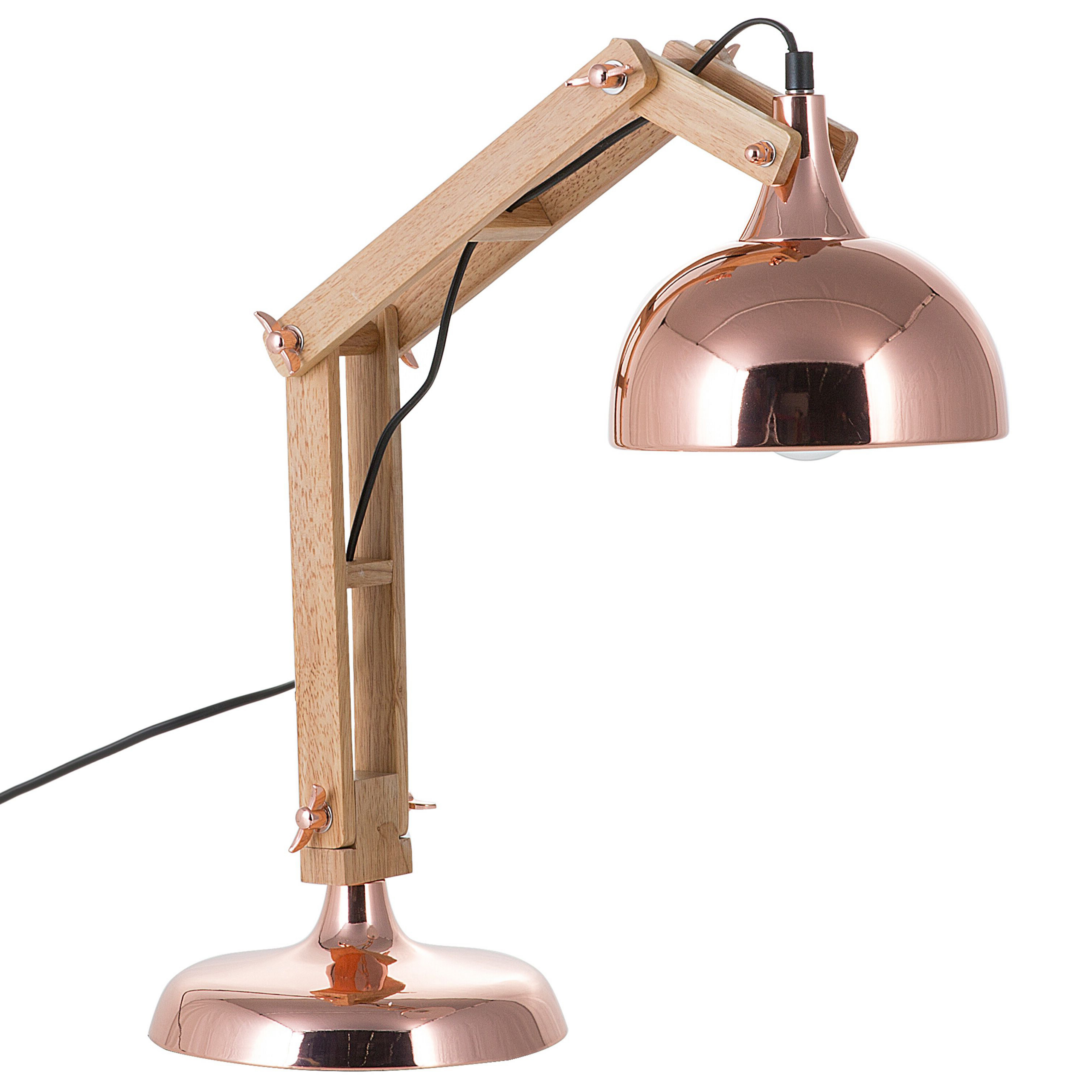 Beliani SALADO - Tafellamp-Koper-Rubberhout - Beliani SALADO - Tafellamp-Koper-Rubberhout -