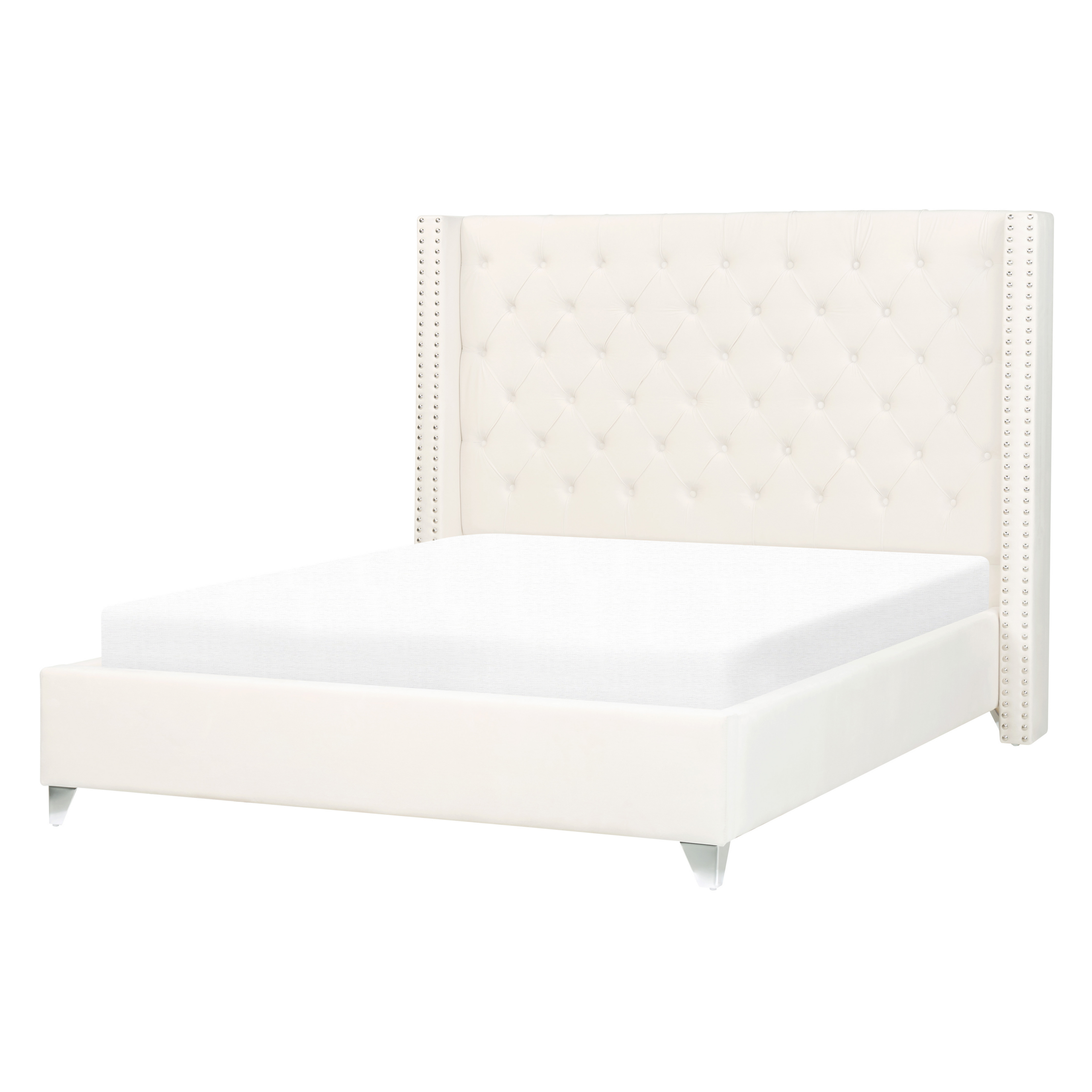 Bed fluweel gebroken wit 140 x 200 cm LUBBON