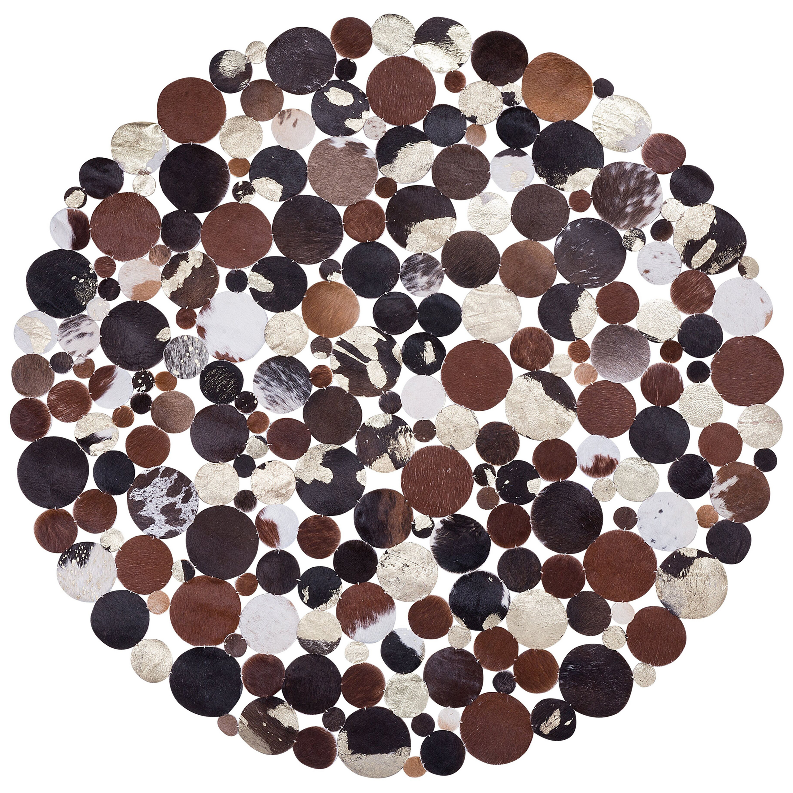 Vloerkleed leer bruin/goud ⌀ 140 cm SORGUN