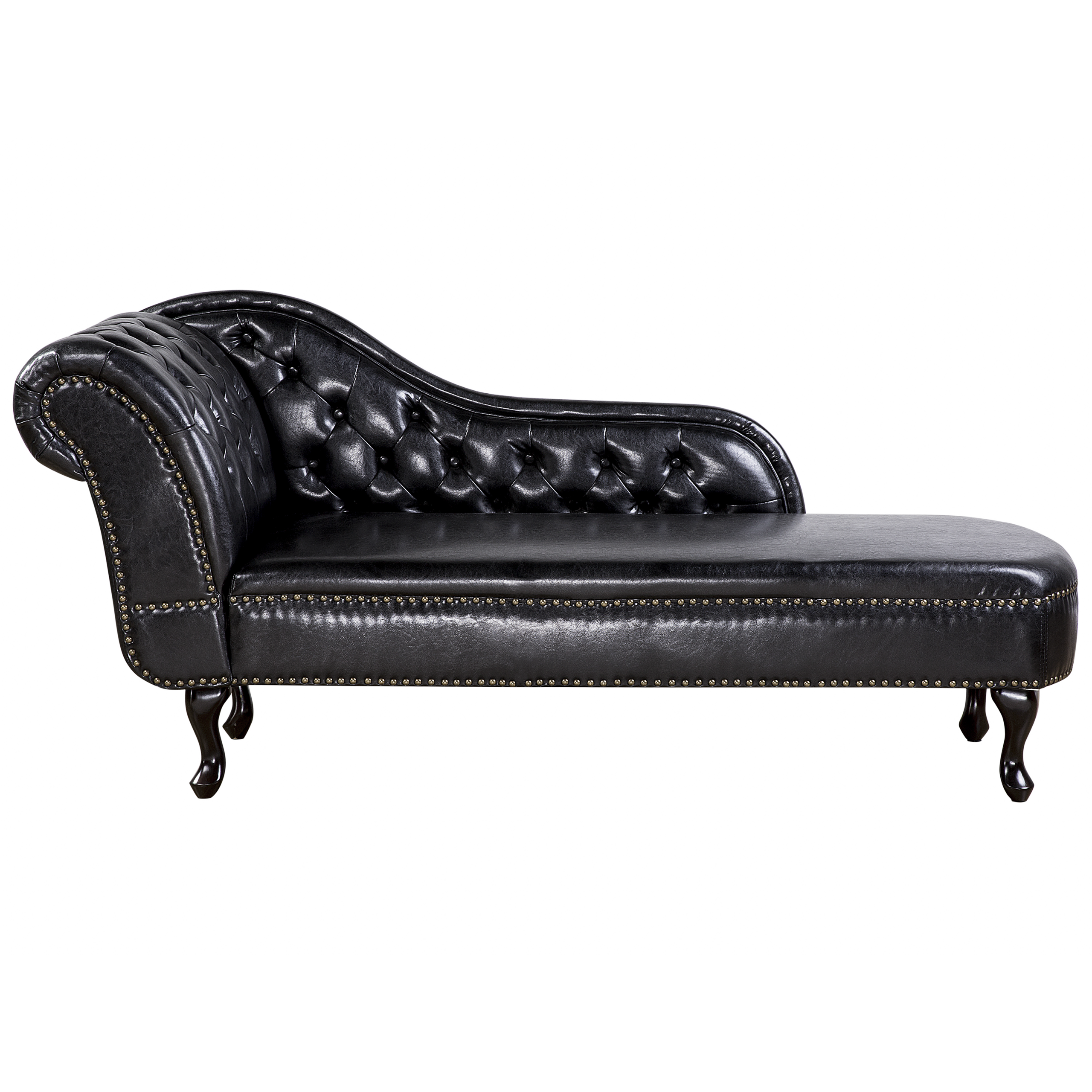 Chaise longue kunstleer zwart linkszijdig NIMES