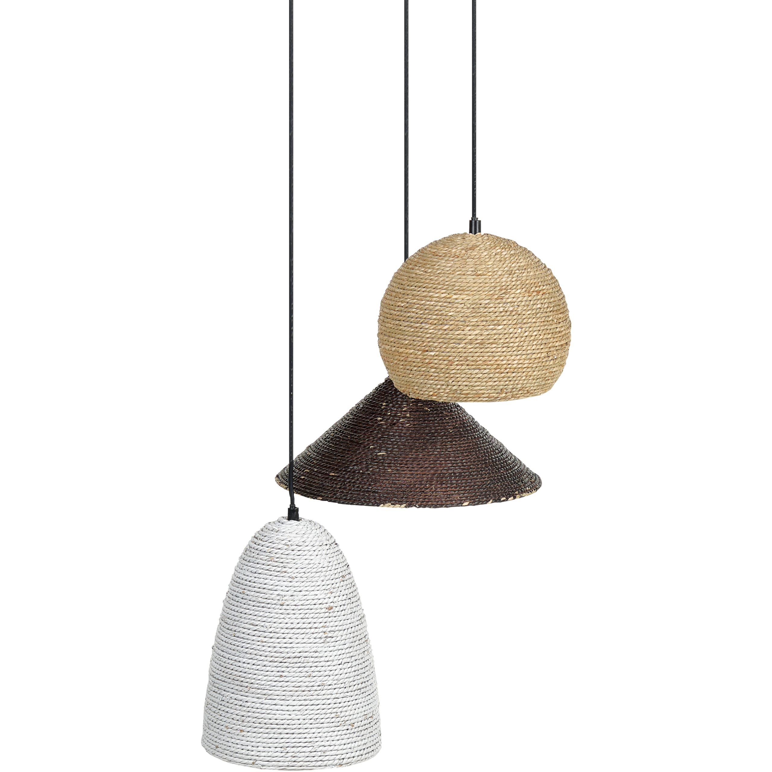 Hanglamp 3 lampen riet meerkleurig ENDRICK