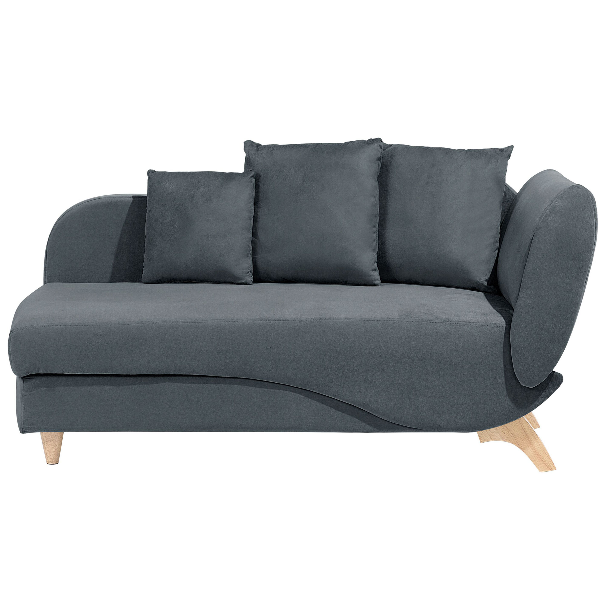 Chaise longue fluweel donkergrijs rechtszijdig MERI