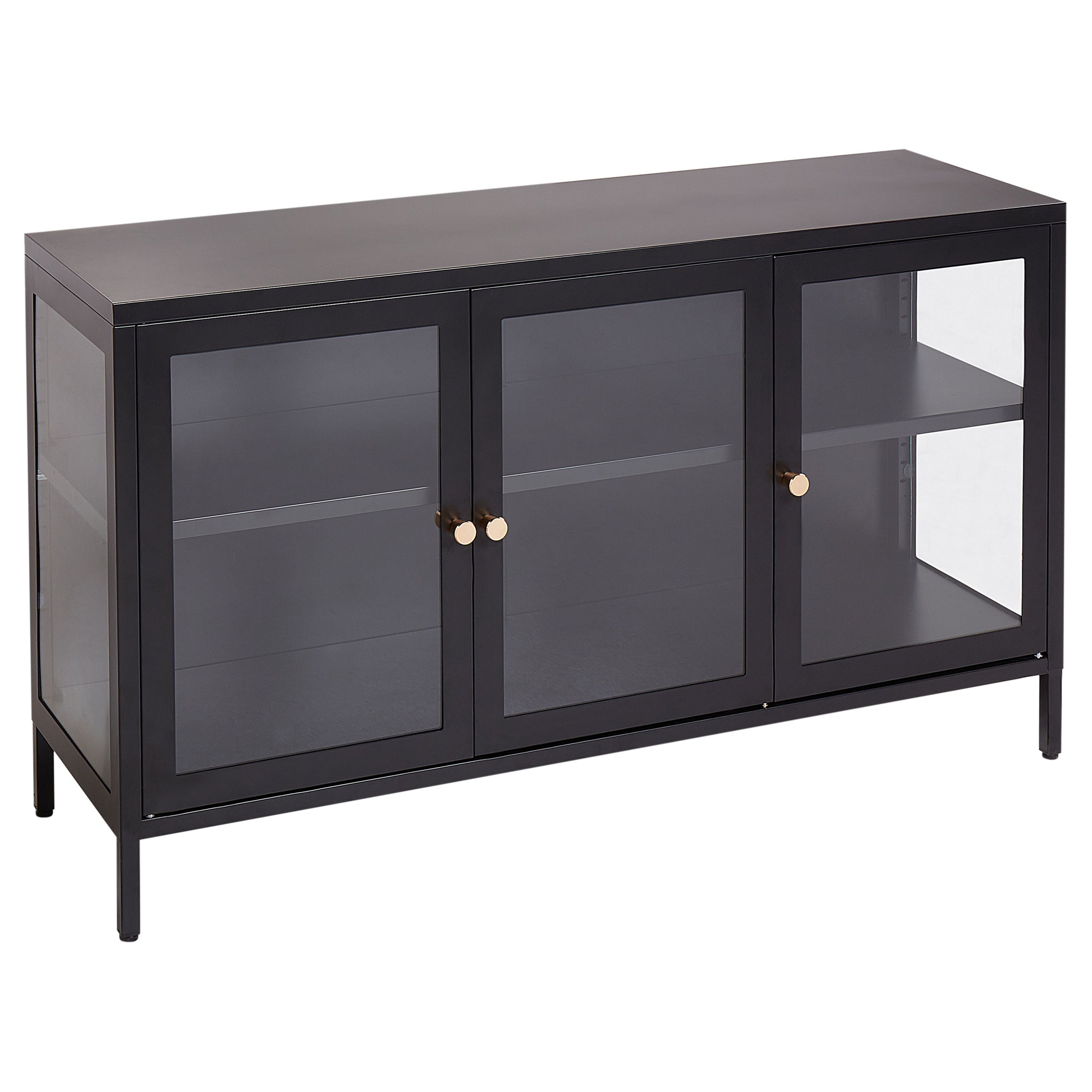 Dressoir metaal/glas zwart NEWPORT
