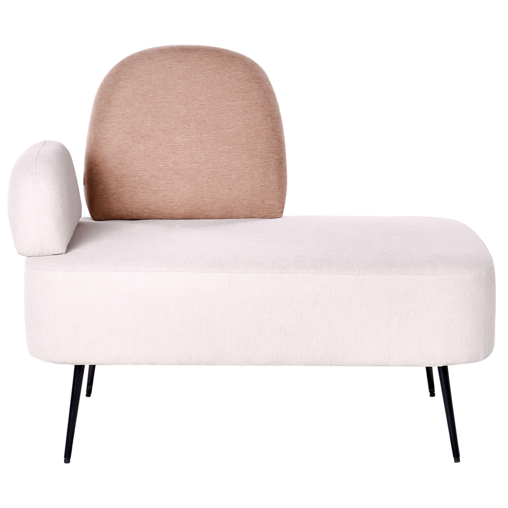 Chaise longue in tessuto poliestere beige e marrone Chaise singola sinistra Design minimalista