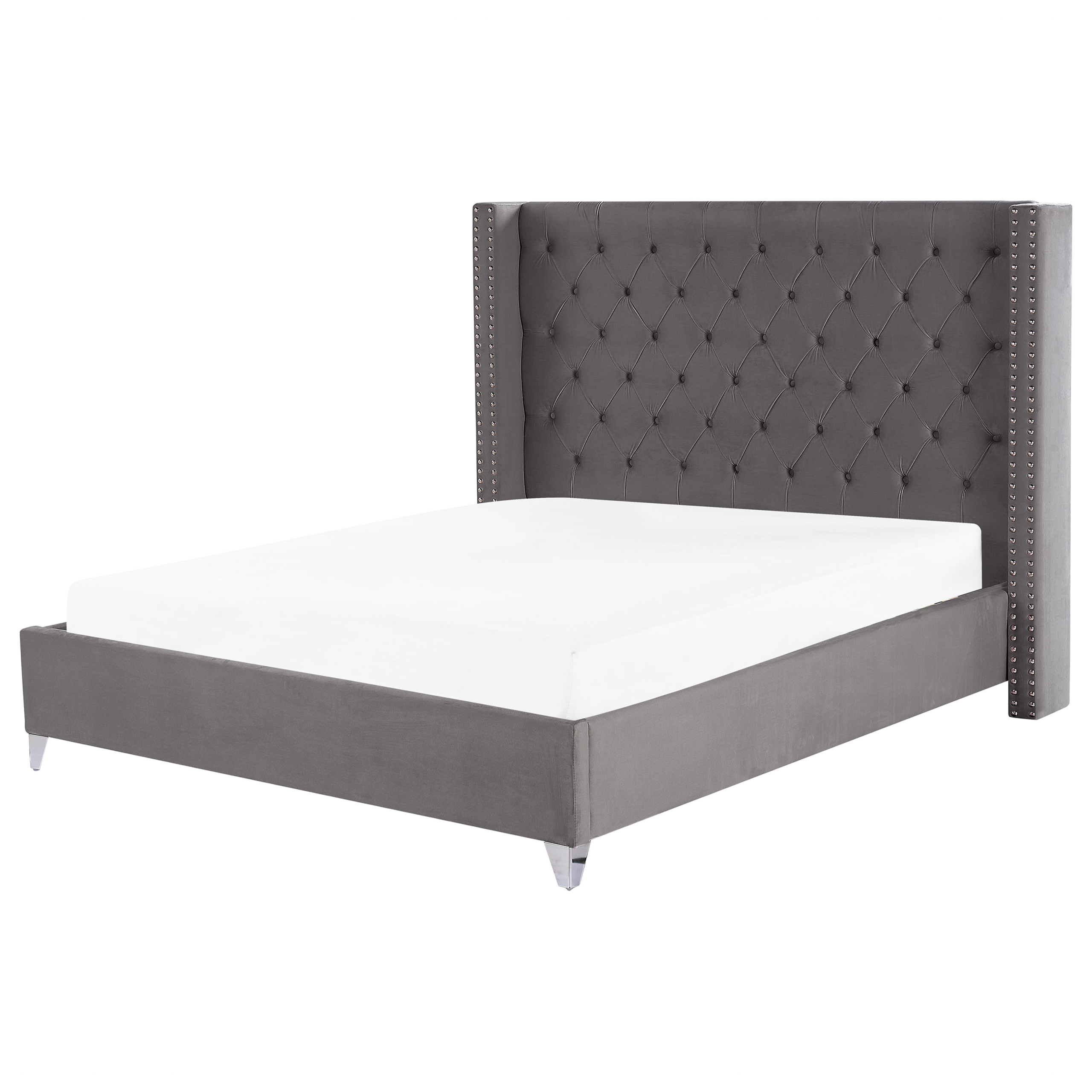 Bed fluweel grijs 180 x 200 cm LUBBON