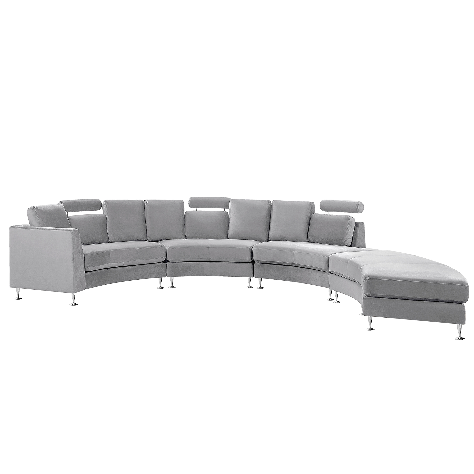 Modulaire bank halfrond fluweel lichtgrijs ROTUNDE