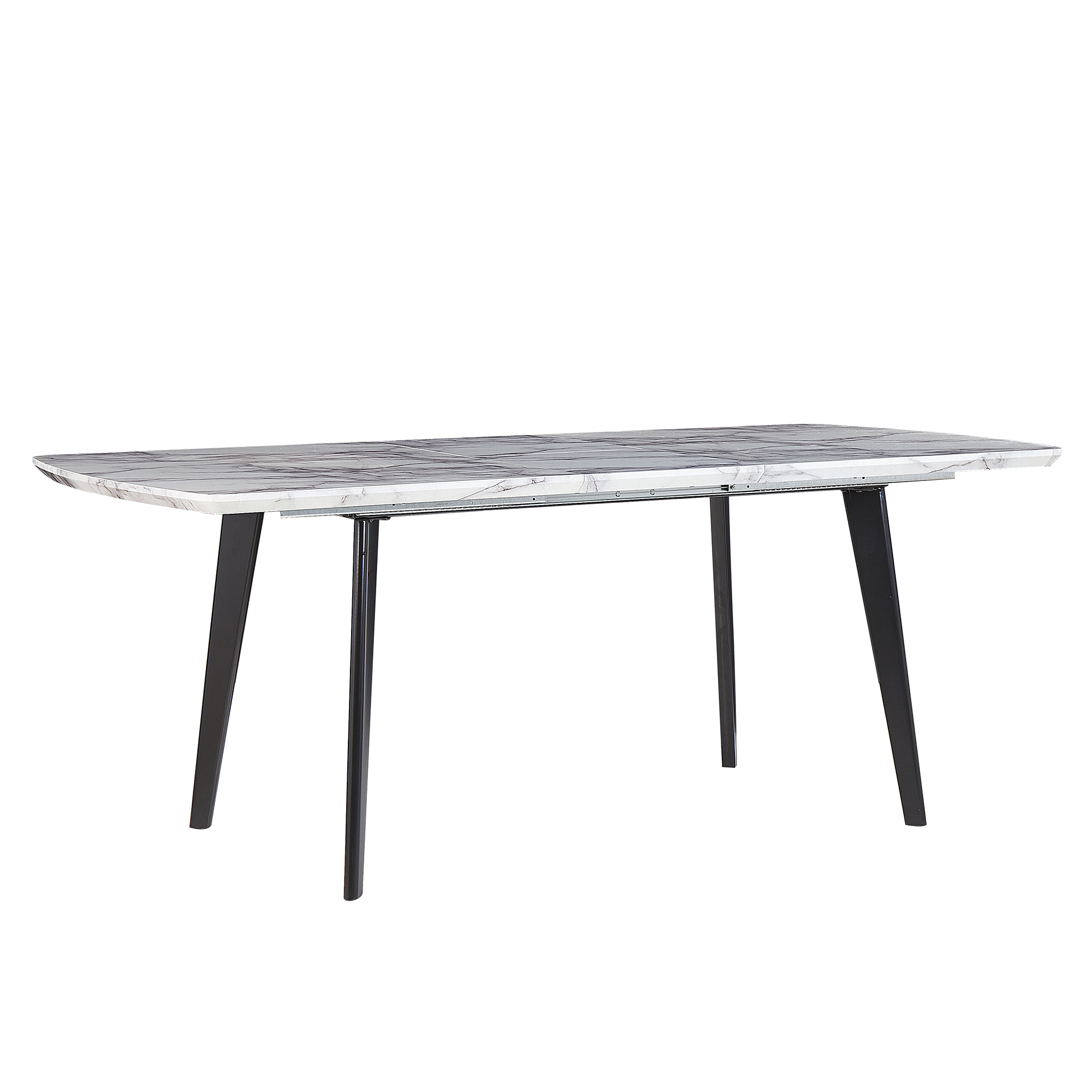 Beliani - Mesa de jantar extensível efeito mármore e preto 160/200 x 90 cm MOSBY