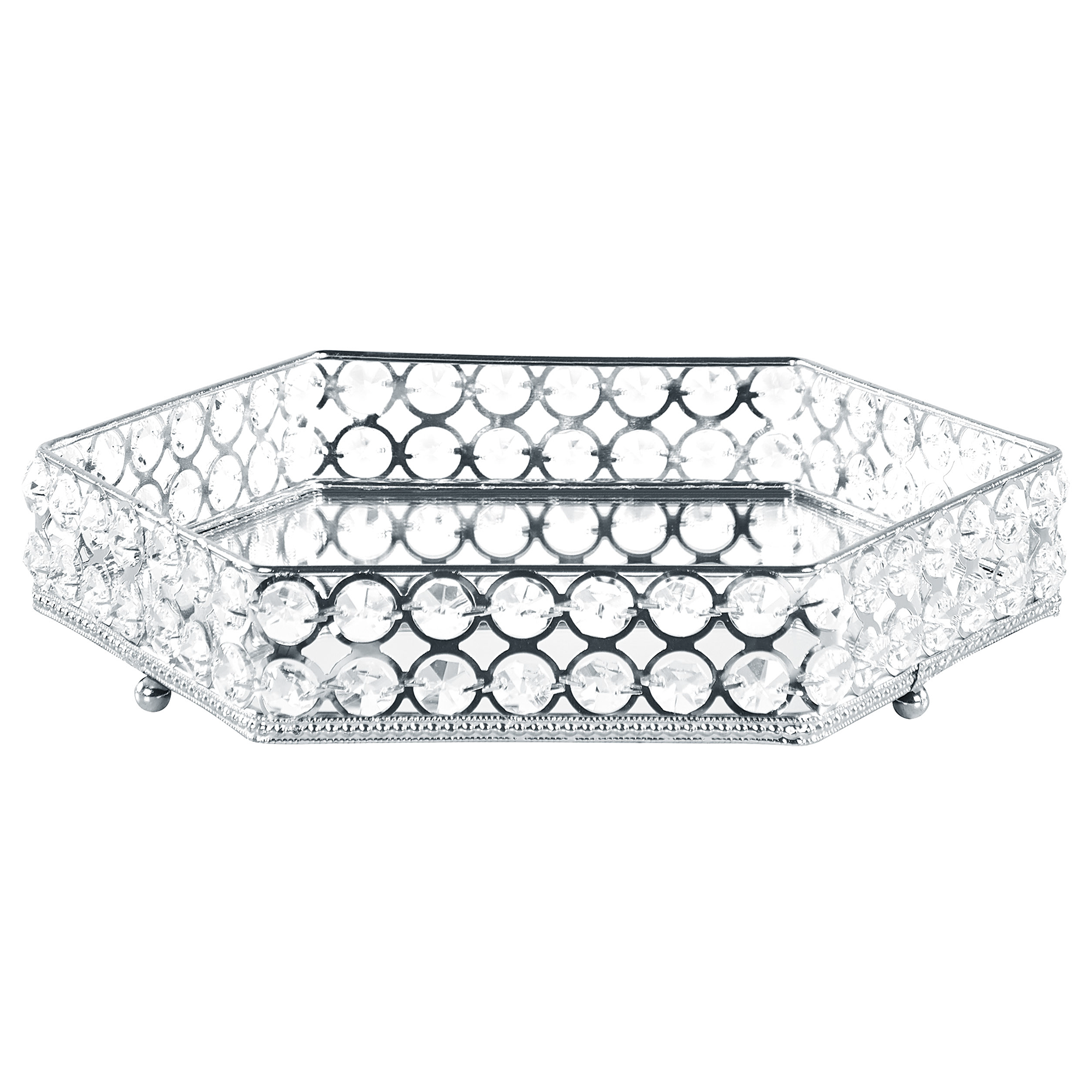 Decoratief dienblad spiegeleffect/zilver VATAN
