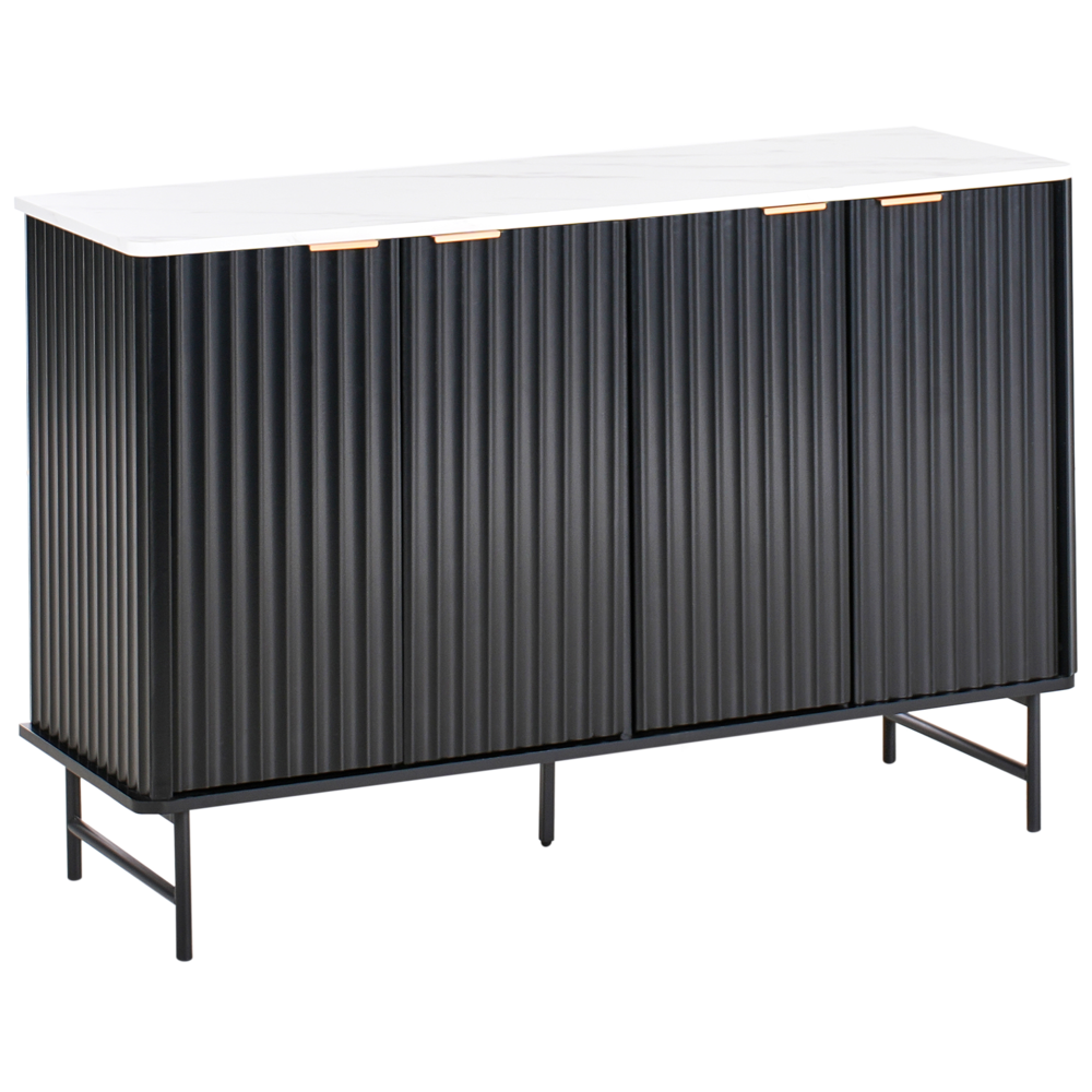 Credenza moderna soggiorno camera da letto con 4 ante in MDF effetto marmo nero camera da letto vintage classico