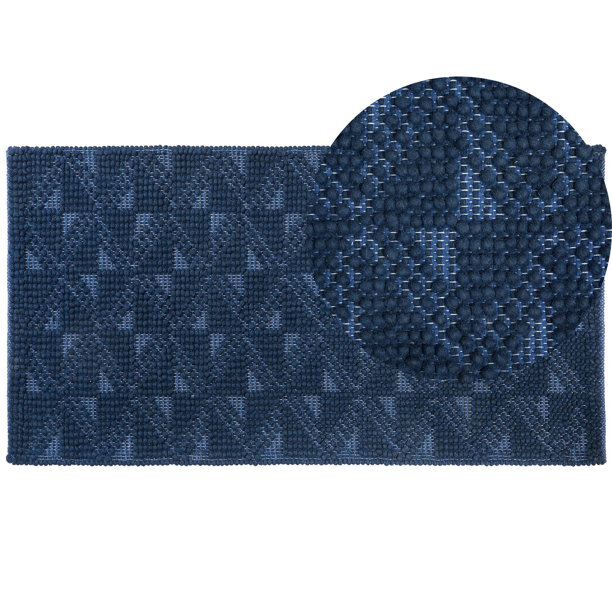 Vloerkleed wol marineblauw 80 x 150 cm SAVRAN
