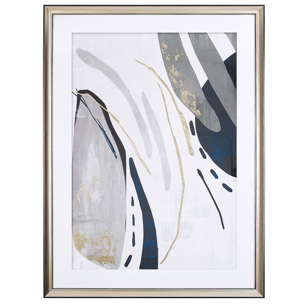 Image of Stampa artistica da parete con cornice in ottone con stampa grigia 60 x 80 cm Passe-Partout astratto semplice minimalista