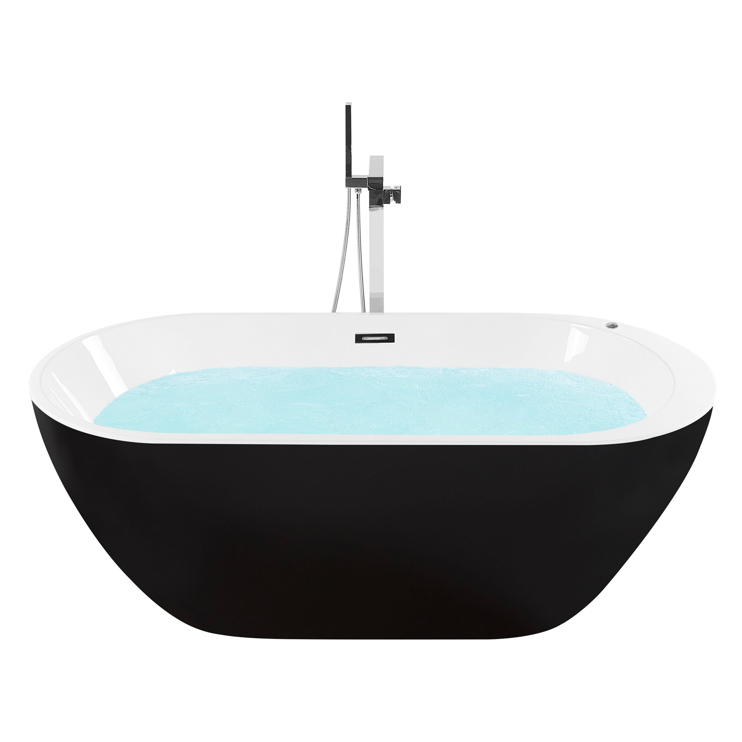 Badkuip vrijstaand whirlpool LED zwart 170 x 80 cm NEVIS