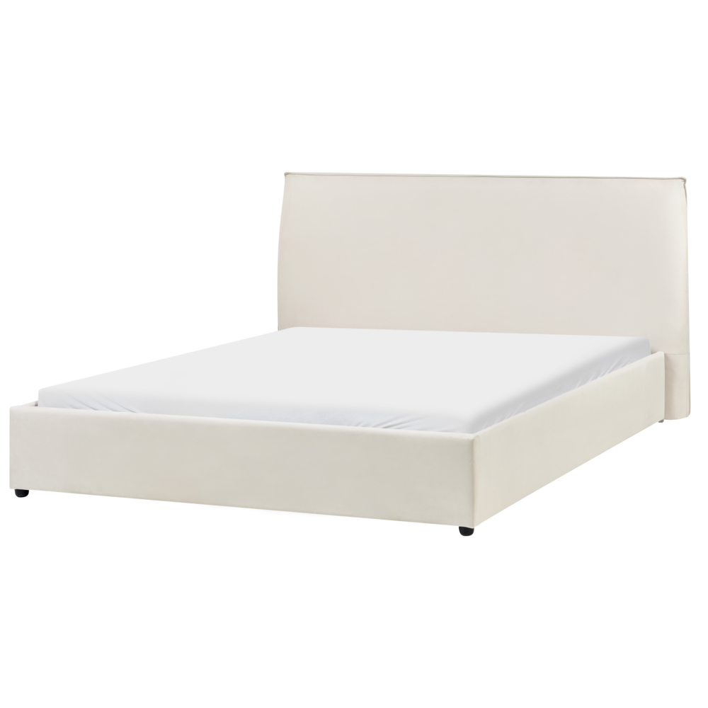 Letto matrimoniale ad acqua in velluto bianco sporco 160 x 200 cm classico minimalista