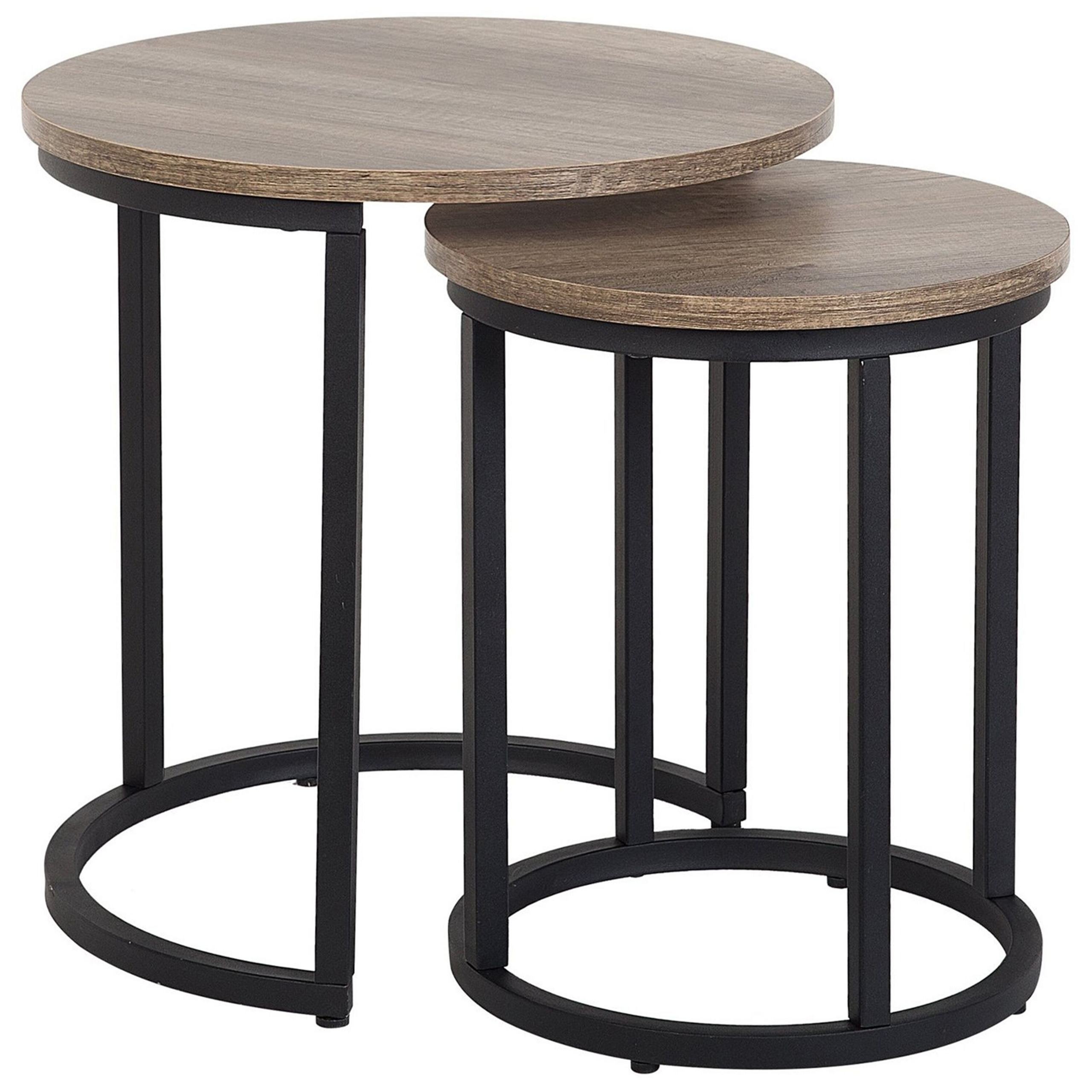 Bijzettafel set van 2 donker hout/zwart DIXIE