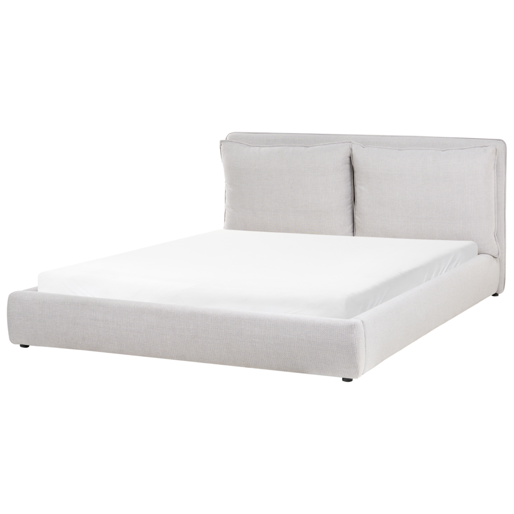 Letto matrimoniale ad acqua tessuto bouclè marrone 180 x 200 cm camera da letto moderna