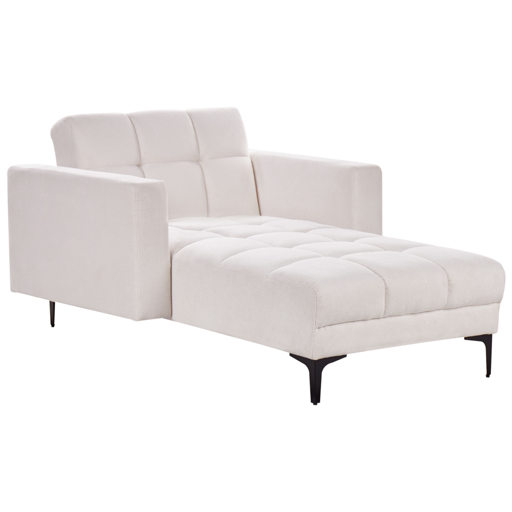 Chaise longue Rivestimento in tessuto poliestere bianco sporco Schienale reclinabile 3 posizioni
