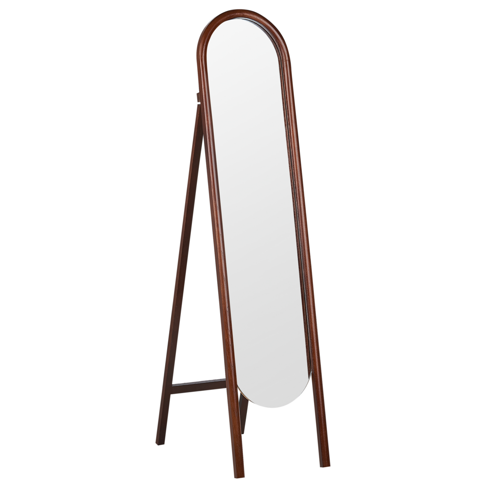 Specchio da terra in vetro e legno scuro 50 x 150 cm con supporto cornice decorativa design retrò