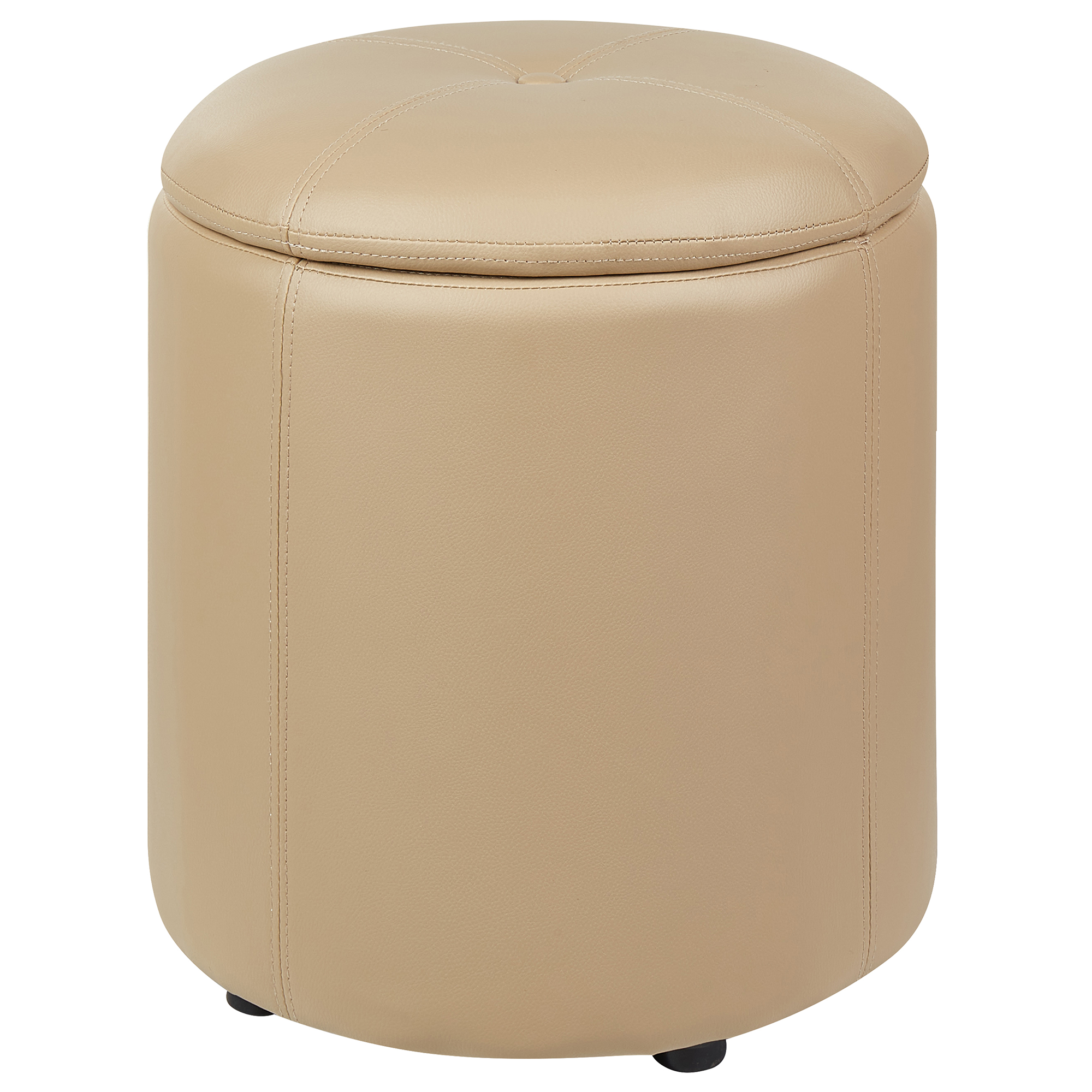 Poef met opbergruimte kunstleer beige MARYLAND