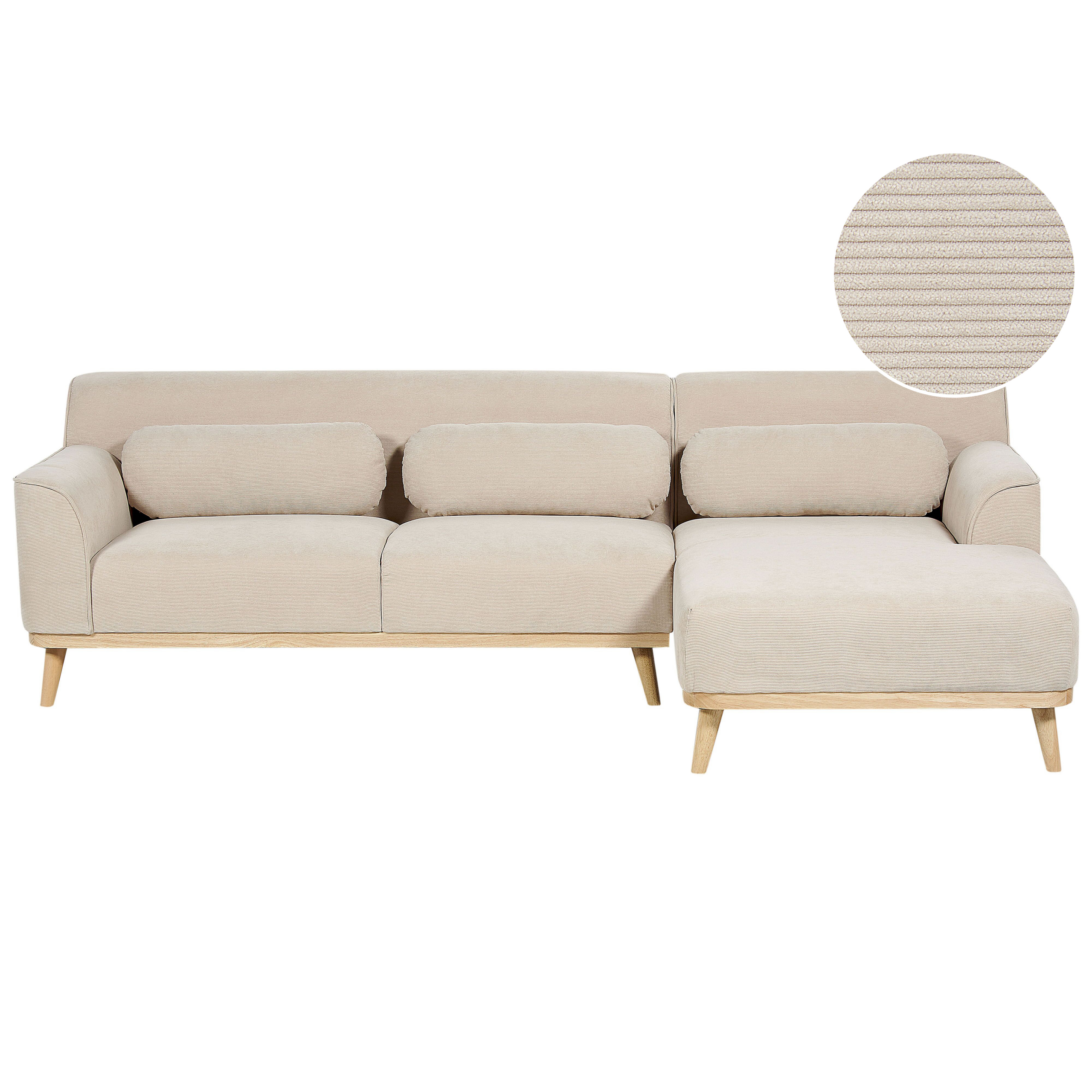 Hoekbank corduroy beige linkszijdig SIMOS
