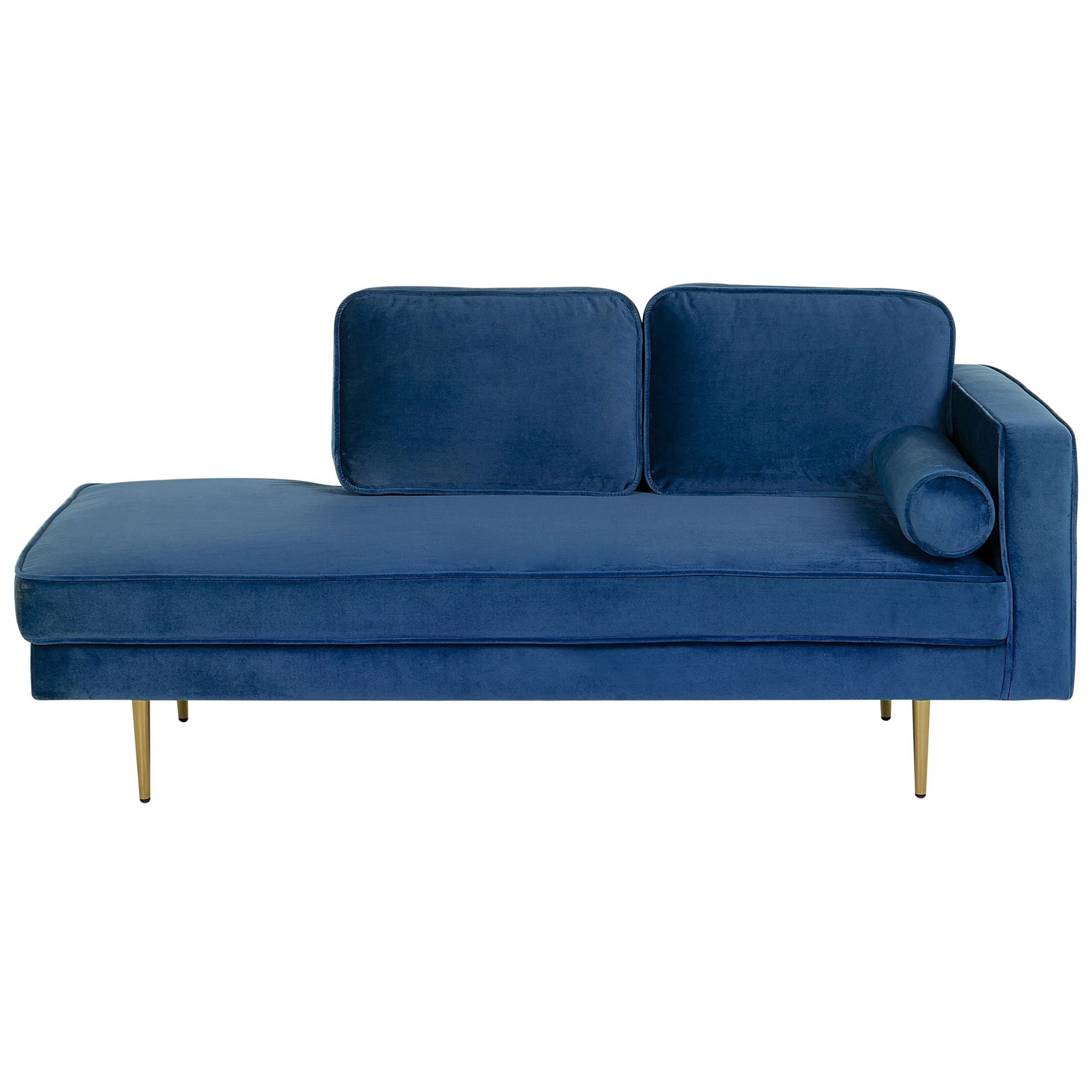 Chaise longue fluweel marineblauw rechtszijdig MIRAMAS