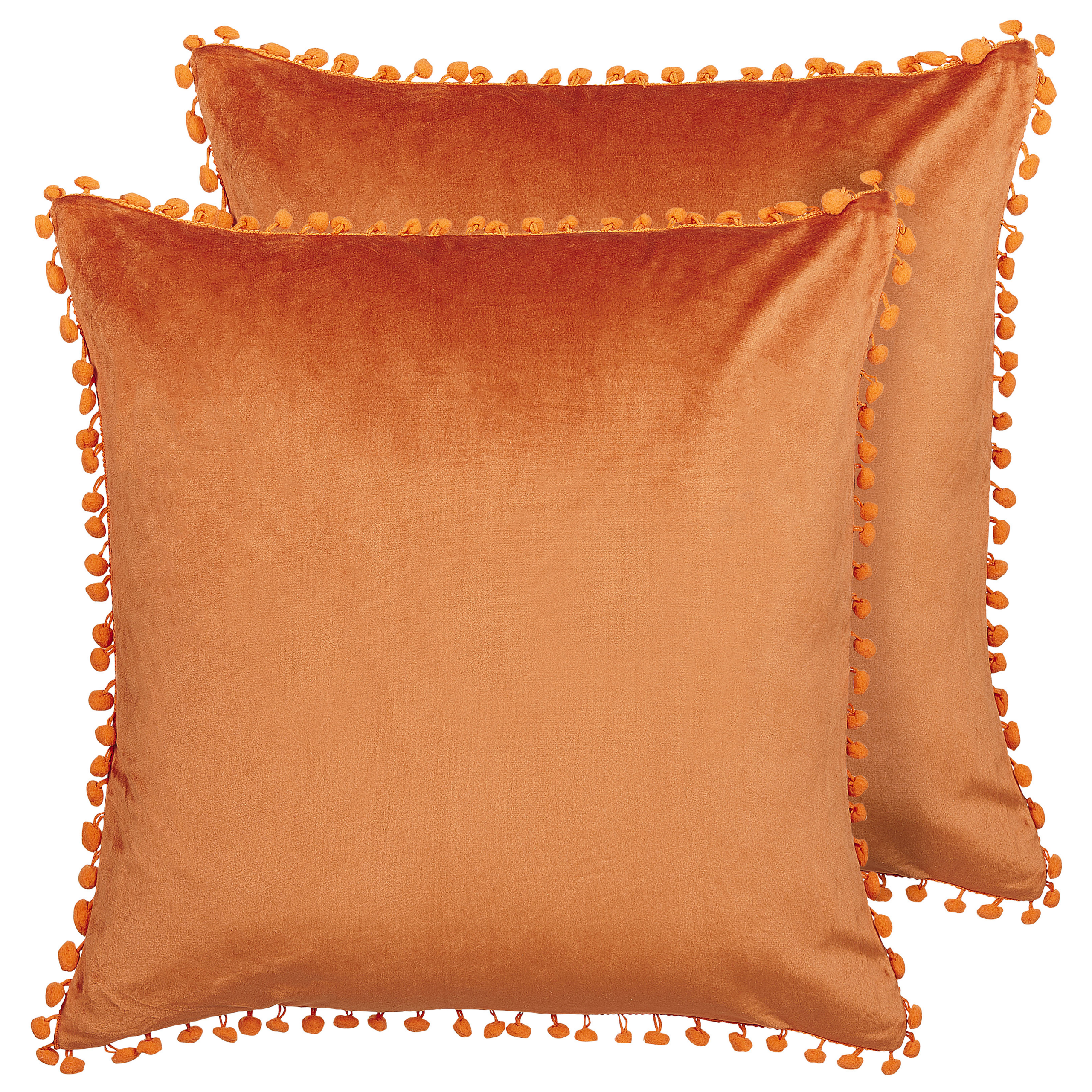 Set van 2 kussens Fluweel Oranje AERANGIS 45 x 45 cm