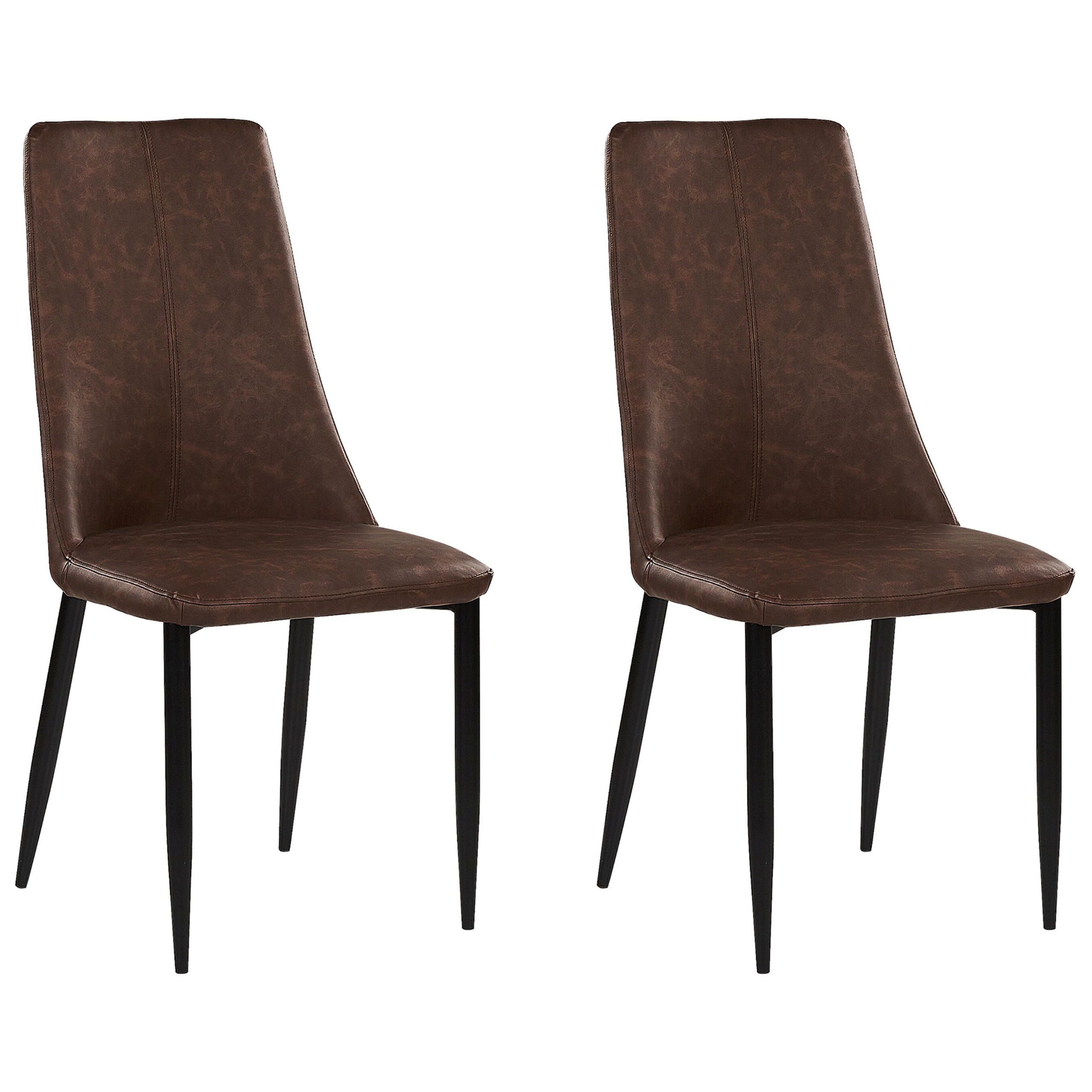 Set van 2 Kunstleer Eetkamerstoel Bruin CLAYTON