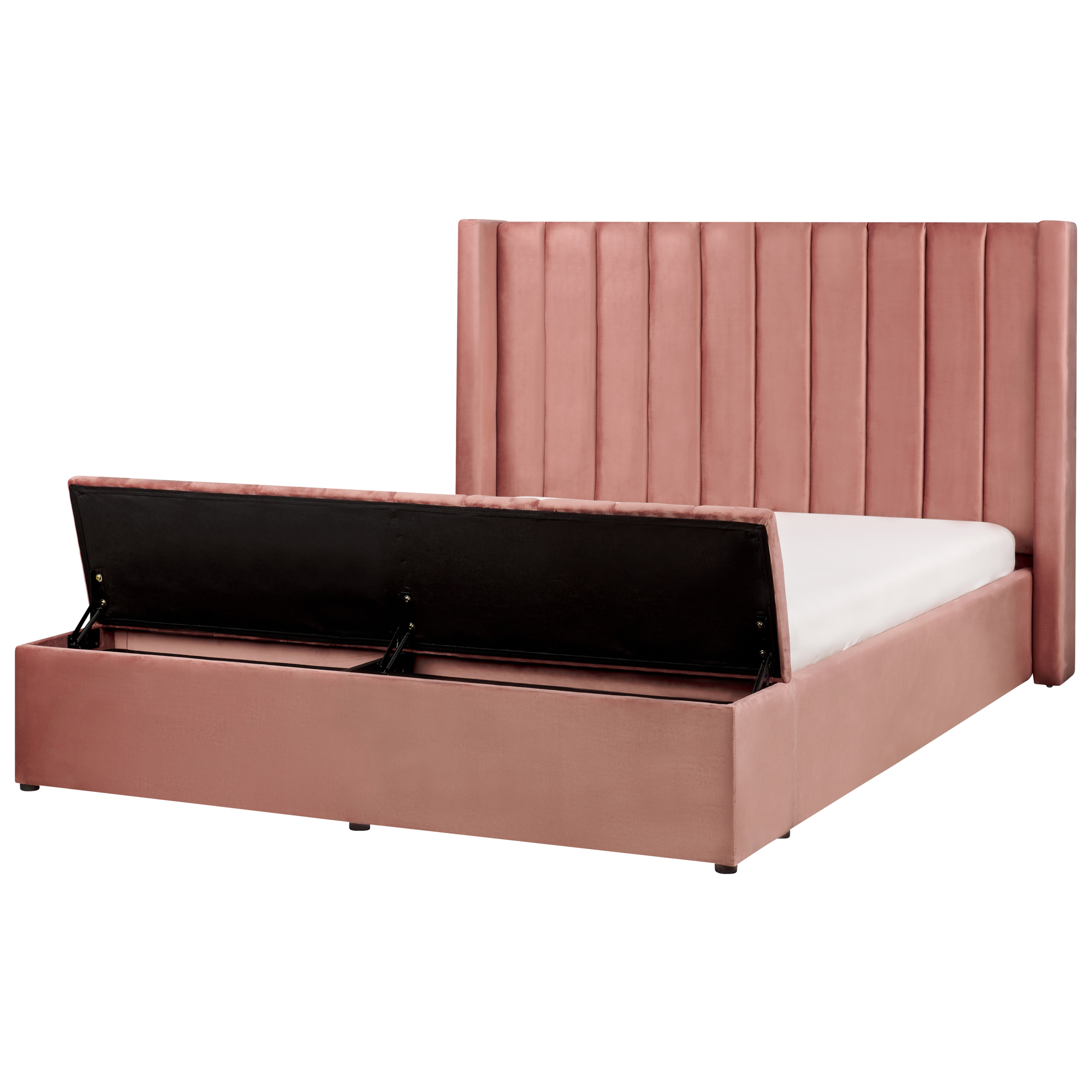Bed met opbergruimte fluweel roze 160 x 200 cm NOYERS