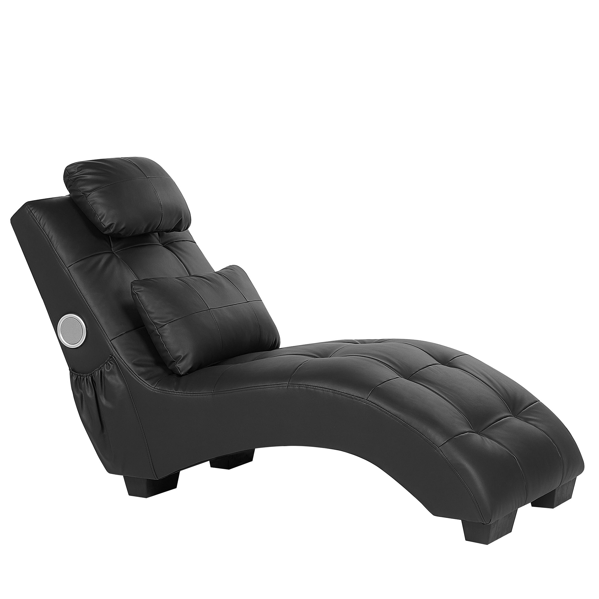 Chaise longue met Bluetooth speaker en USB-poort kunstleer zwart SIMORRE