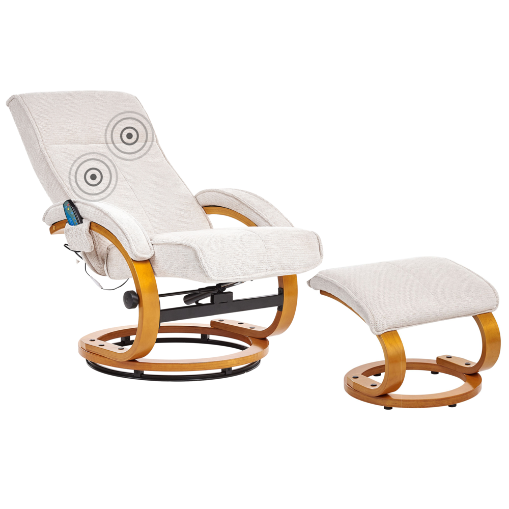 Poltrona reclinabile moderna in tessuto beige chiaro con poggiapiedi Riscaldamento massaggiante design retrò