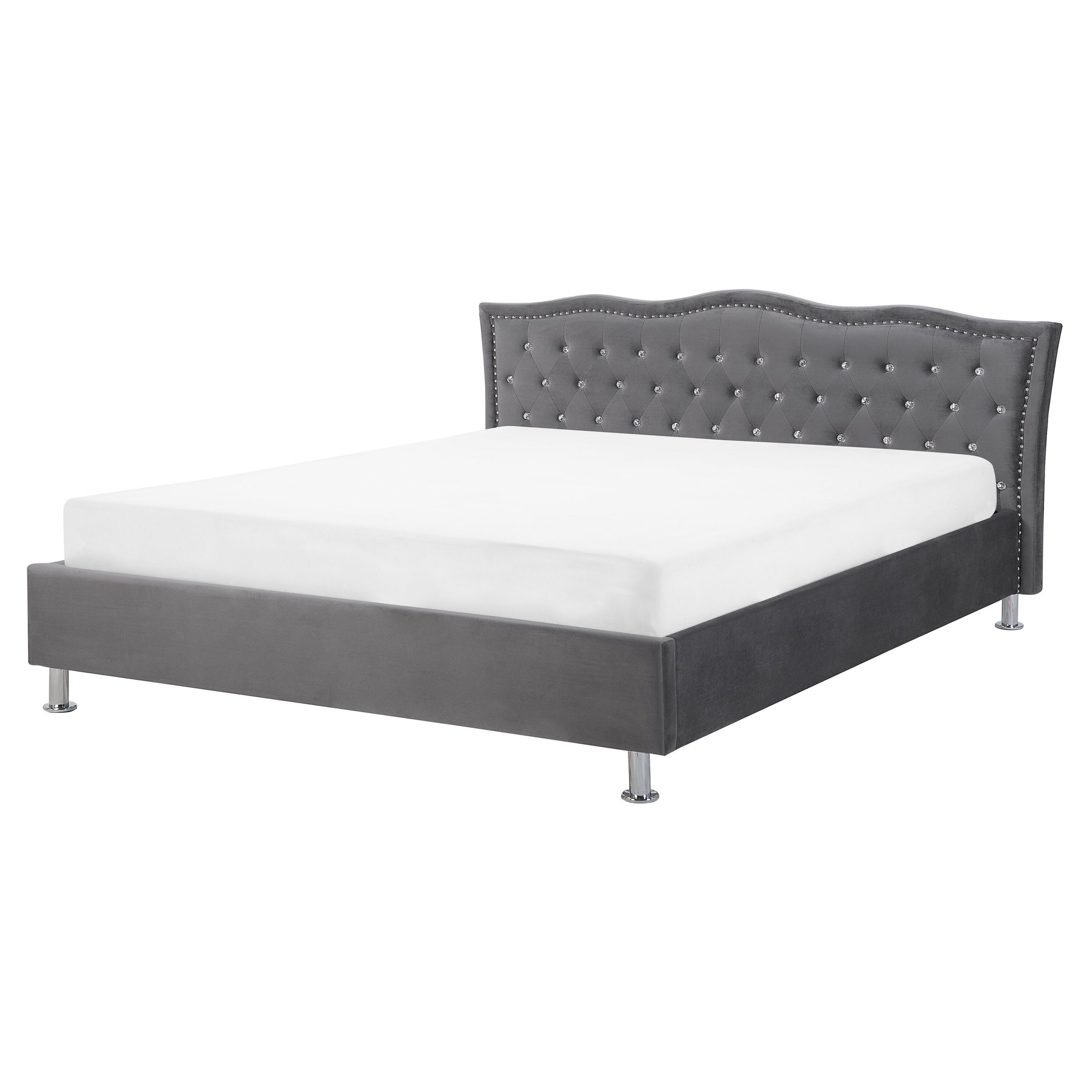 Bed fluweel donkergrijs 160 x 200 cm METZ